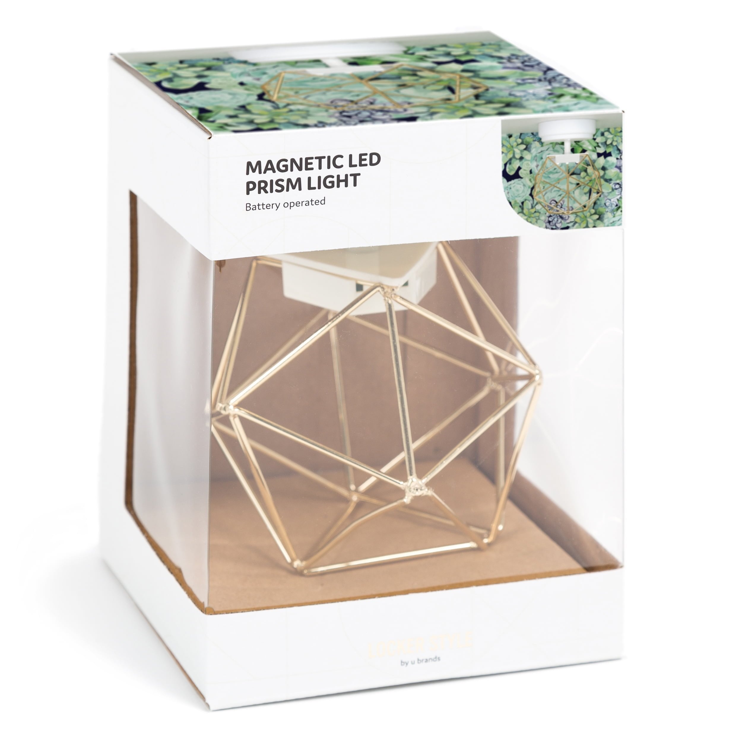 U Brands Magnetic Prism Locker Light, Gold Finish Prism, 1 Count, Light Bulb Include, 2949U,