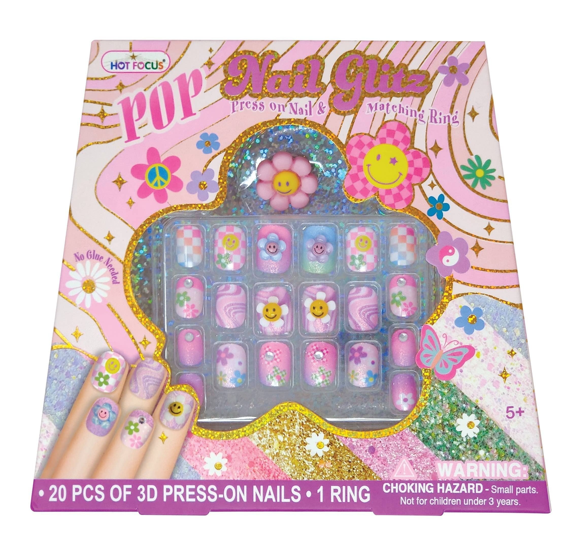 Hot Focus, Inc. - Pop Nail Glitz, Groovy Flower