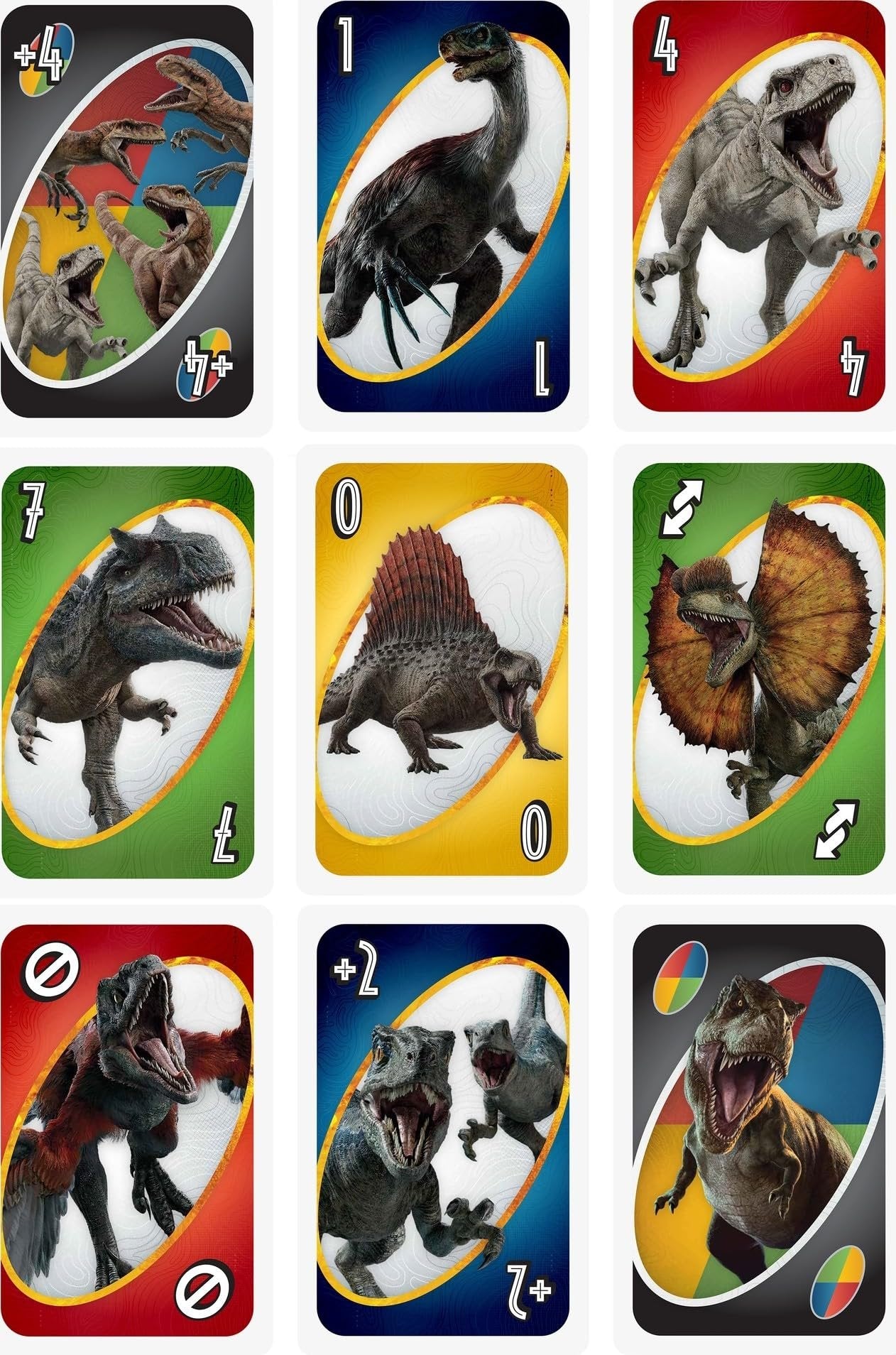 Mattel Games Giant UNO Jurassic World Domination Card Game for Kids & Game Night, Oversized Cards & Customizable Wild Cards