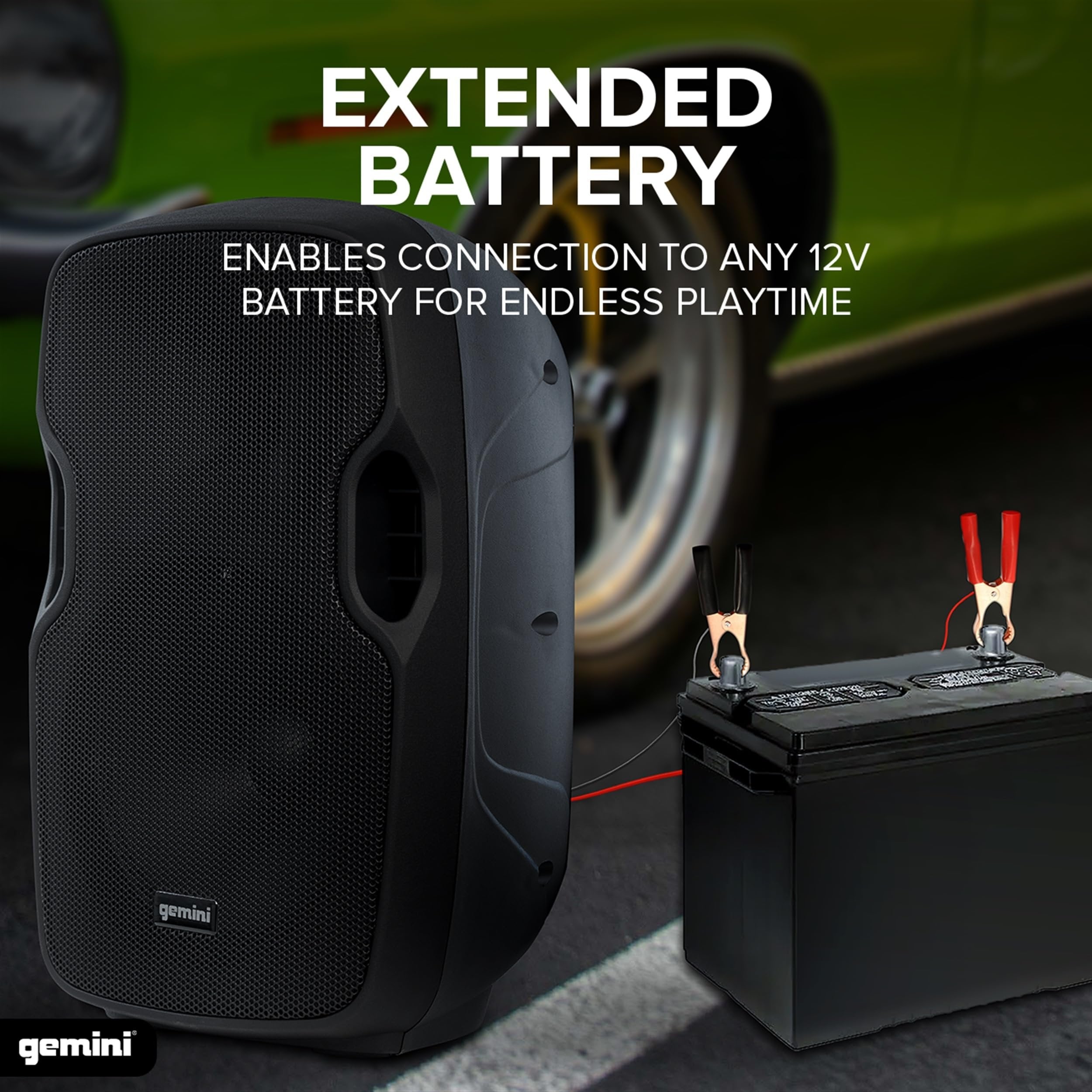 Gemini Sound AS-10TOGO - 1000W Peak Active Bluetooth® PA Speaker, 10” Woofer, Trolley Handle and Wheels, Long-Lasting Battery Powered, Wireless Mic, Echo for Karaoke, Perfect for Tailgates