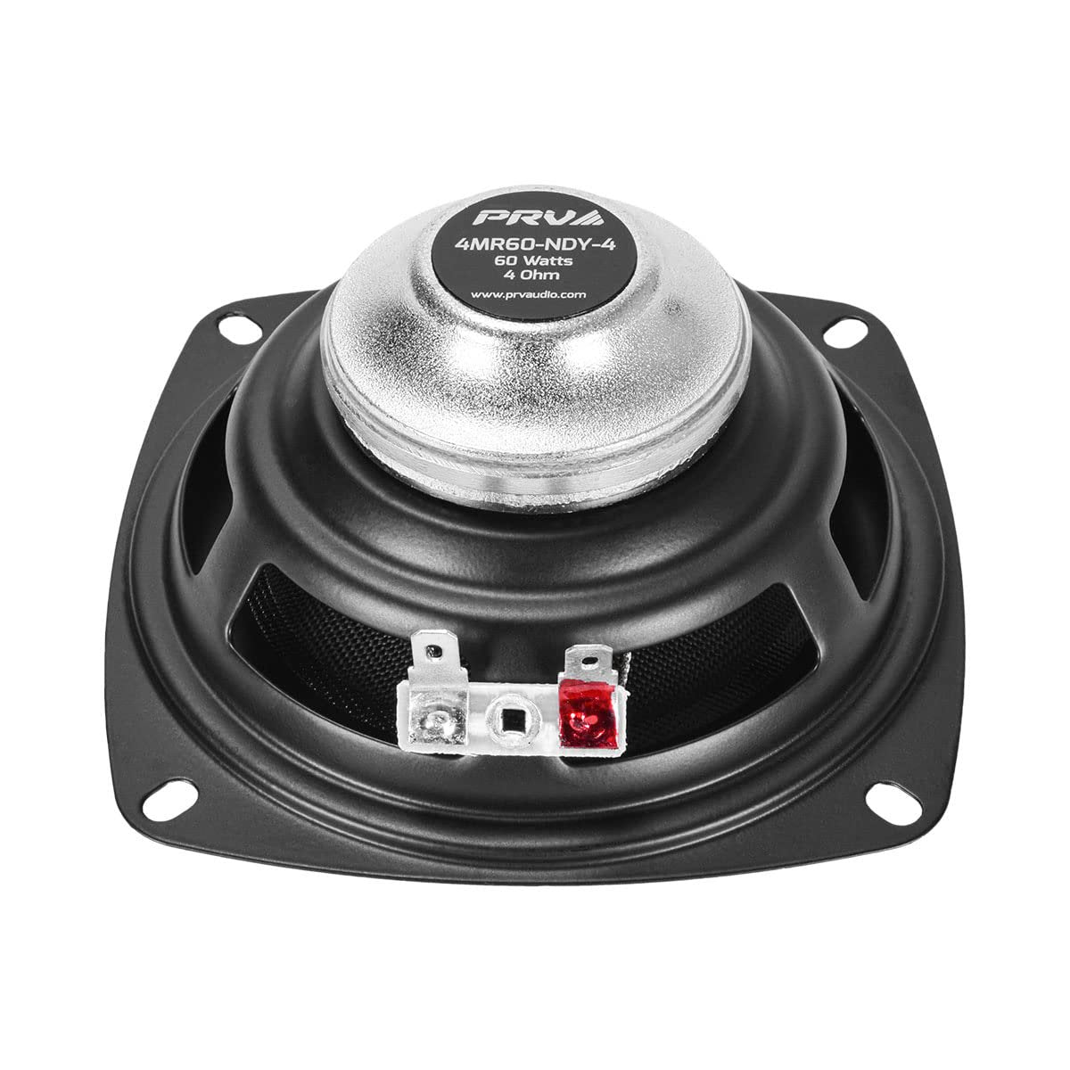 PRV Audio 4" Full-Range Neodymium Speaker 4MR60-NDY-4 PRO Audio Midrange - 60 Watts, 4 Ohm - Compact and Powerful Driver for Car Audio - Low Profile, High Fidelity Sound (Single)