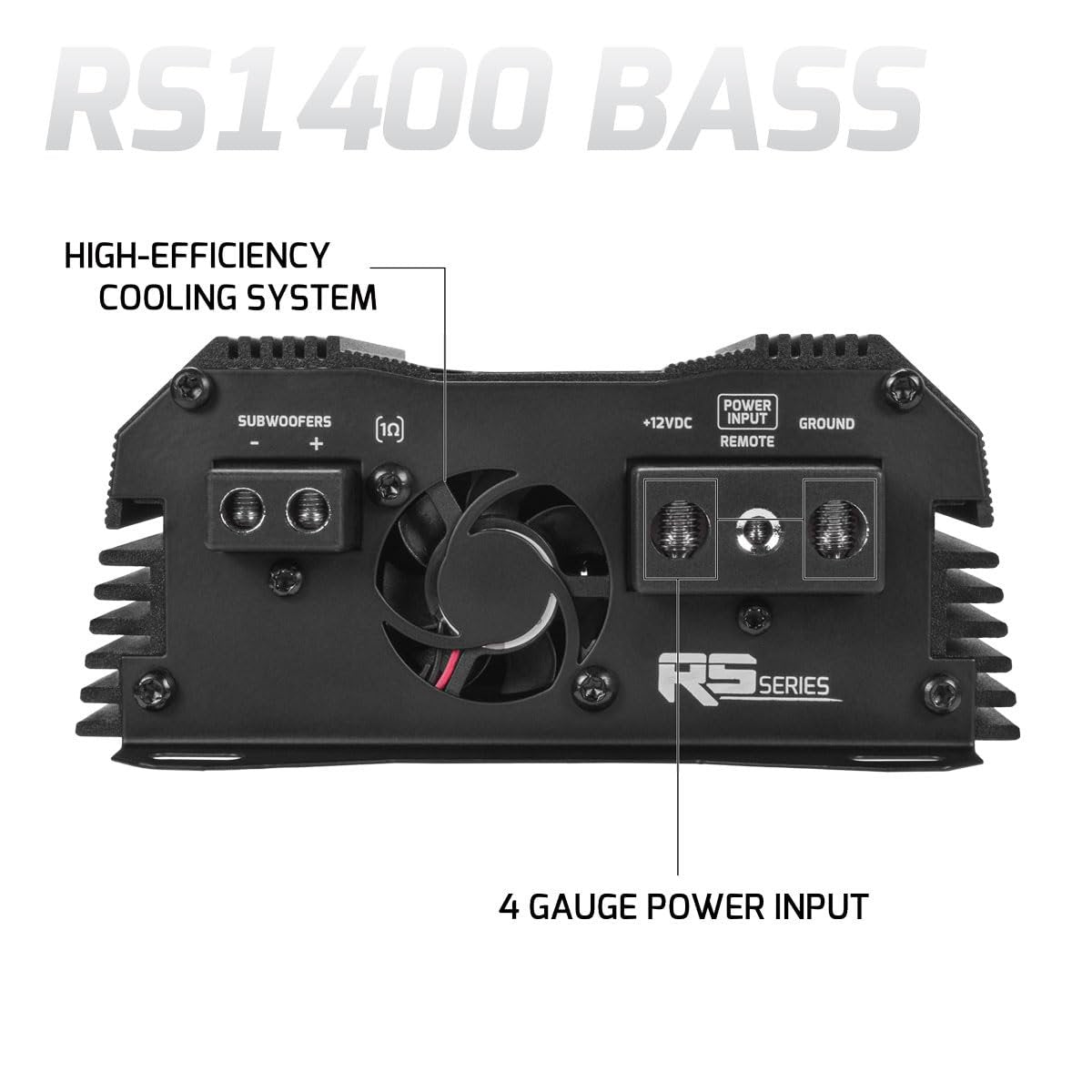 PRV Audio 1400 Watts Monoblock Class D Subwoofer Amplifier RS1400 BASS 1 Ohm – 12 Volts Car Amp, Built-in Crossover, Bass Boost, Smart Fans with Remote Sub Level Control Bass Knob Included