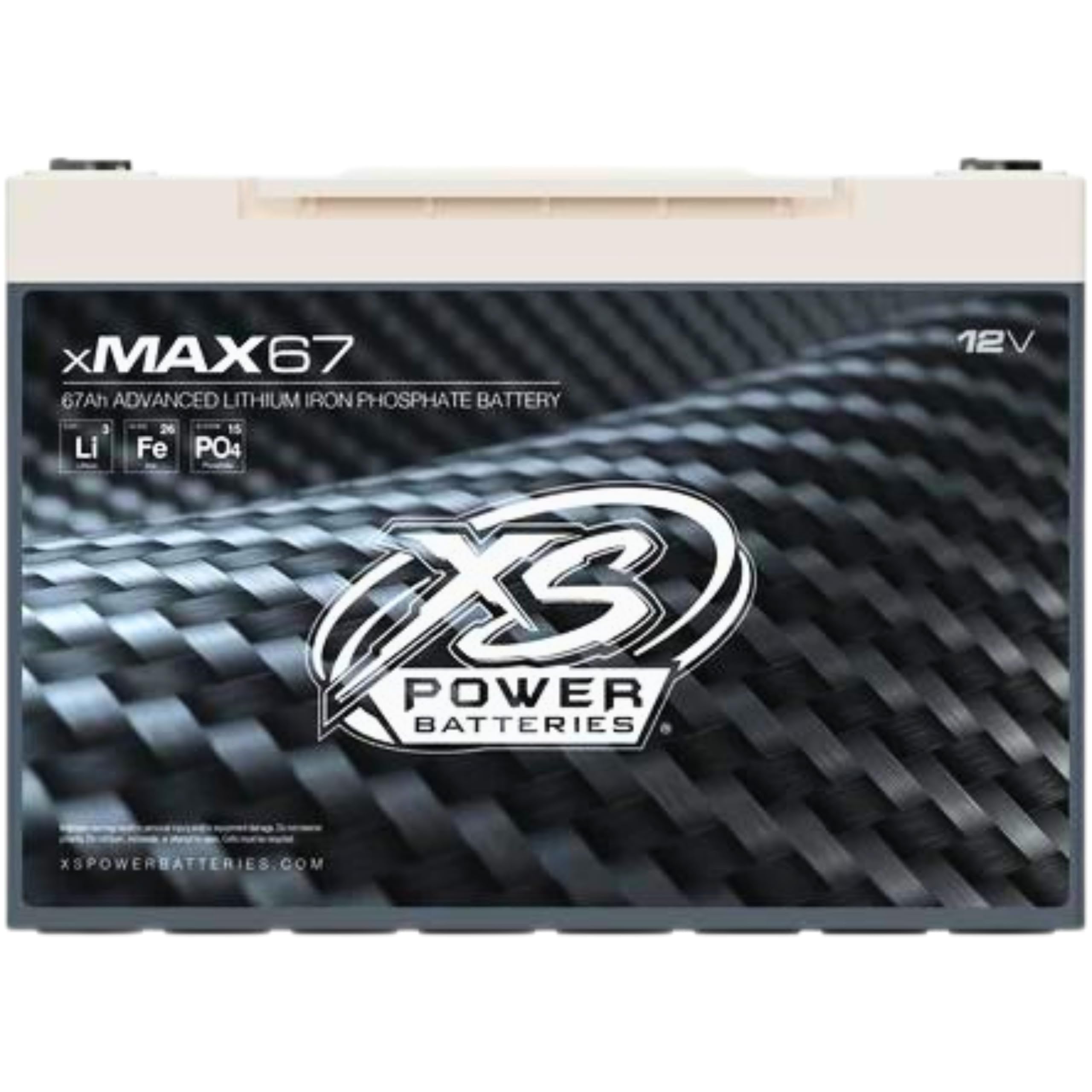 XS Power xMAX67 6000 Amp High-Performance 12V Lithium Battery for In-Car Audio Competition - 12 Volt 67Ah 15,000W LFP Powercell for Audio Systems - 22 lbs, Maintenance Free, Sealed Design