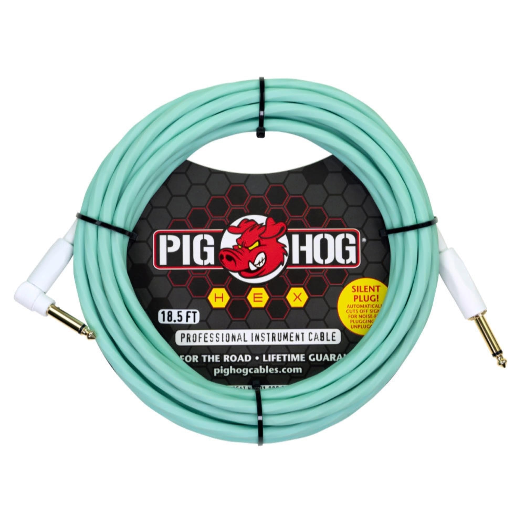Pig Hog PHSH186GRR Hex Series Silent Cable, Grey, 18.6 Feet