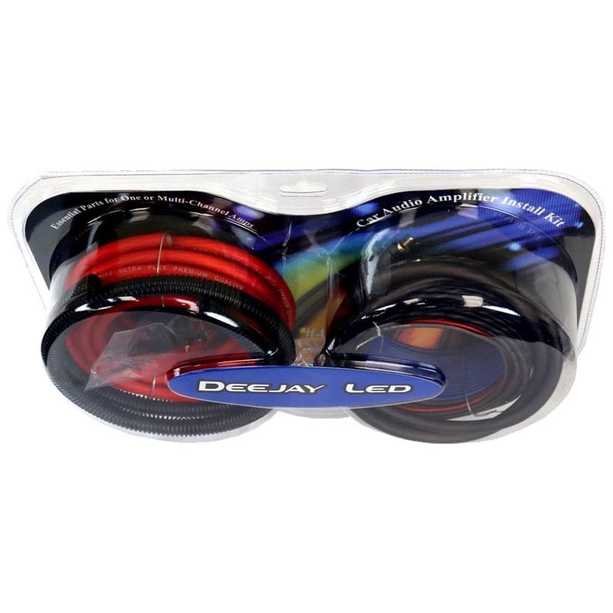 Deejay LED Auto Amplifier Installation Kit with #4-AWG CCA Main Power Cables for Car or Truck