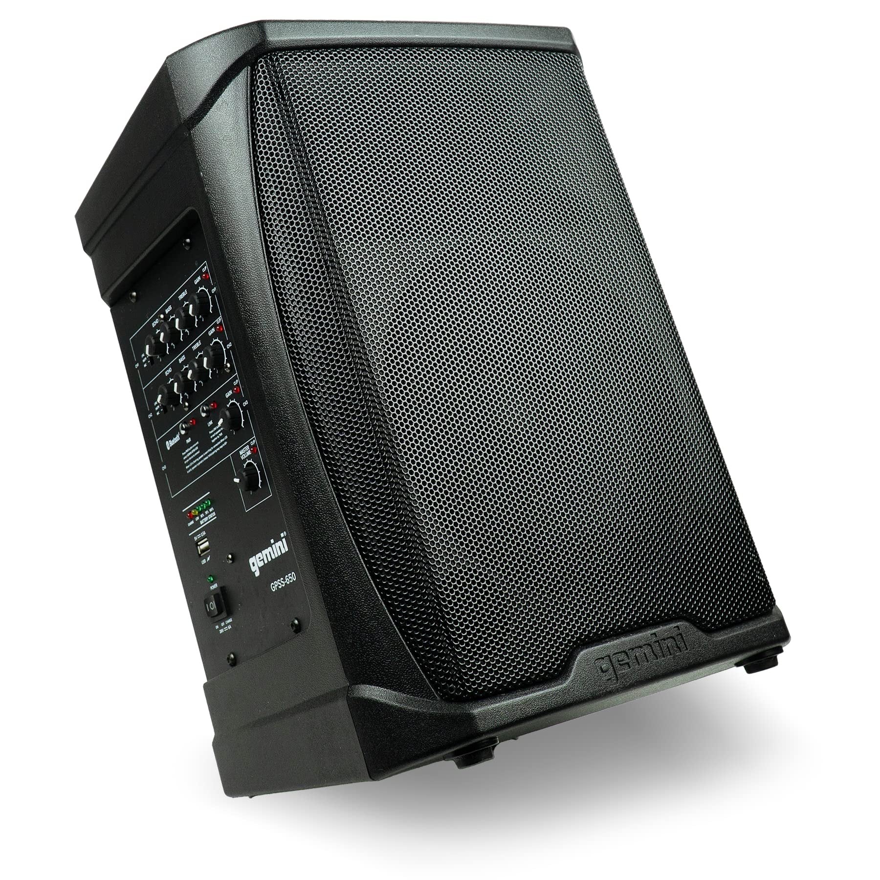 Gemini Sound GPSS-650 Ultra-Portable 200W PA System with 6.5" Woofer, Bluetooth, TWS Link, 12+ Hour Battery Life, Dual Inputs, and DSP Effects – Perfect for DJs, Musicians and Public Address