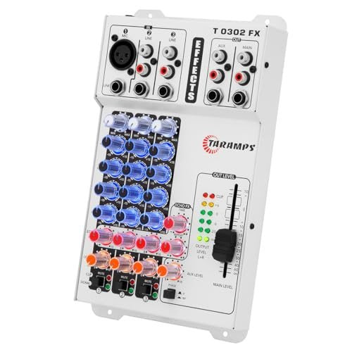 TARAMPS AUDIOMIXERT0302 Echo FX Sound Table 3-Channel Car Audio Mixer with LED Light in White Red Colorful With illuminated Knobs and Improved Adjustments