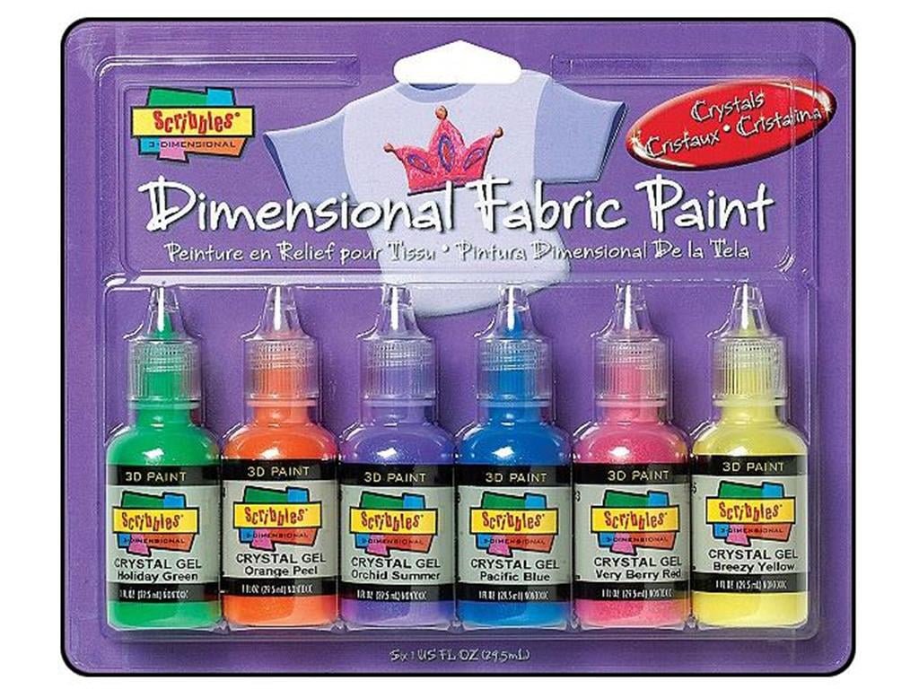 Scribbles Fabric Paint Set 3D Crystals 6pc