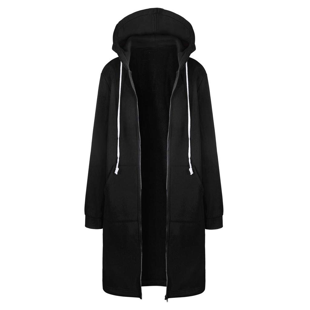 Women Warm Zipper Open Winter Hoodies Sweatshirt Long Coat Jacket Tops Outwear