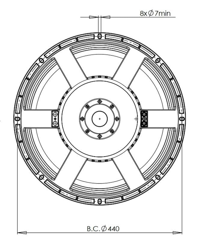 B&C Speakers 18TBX100-8 Very High Power Capacity 18-in Woofer 8-Ohms