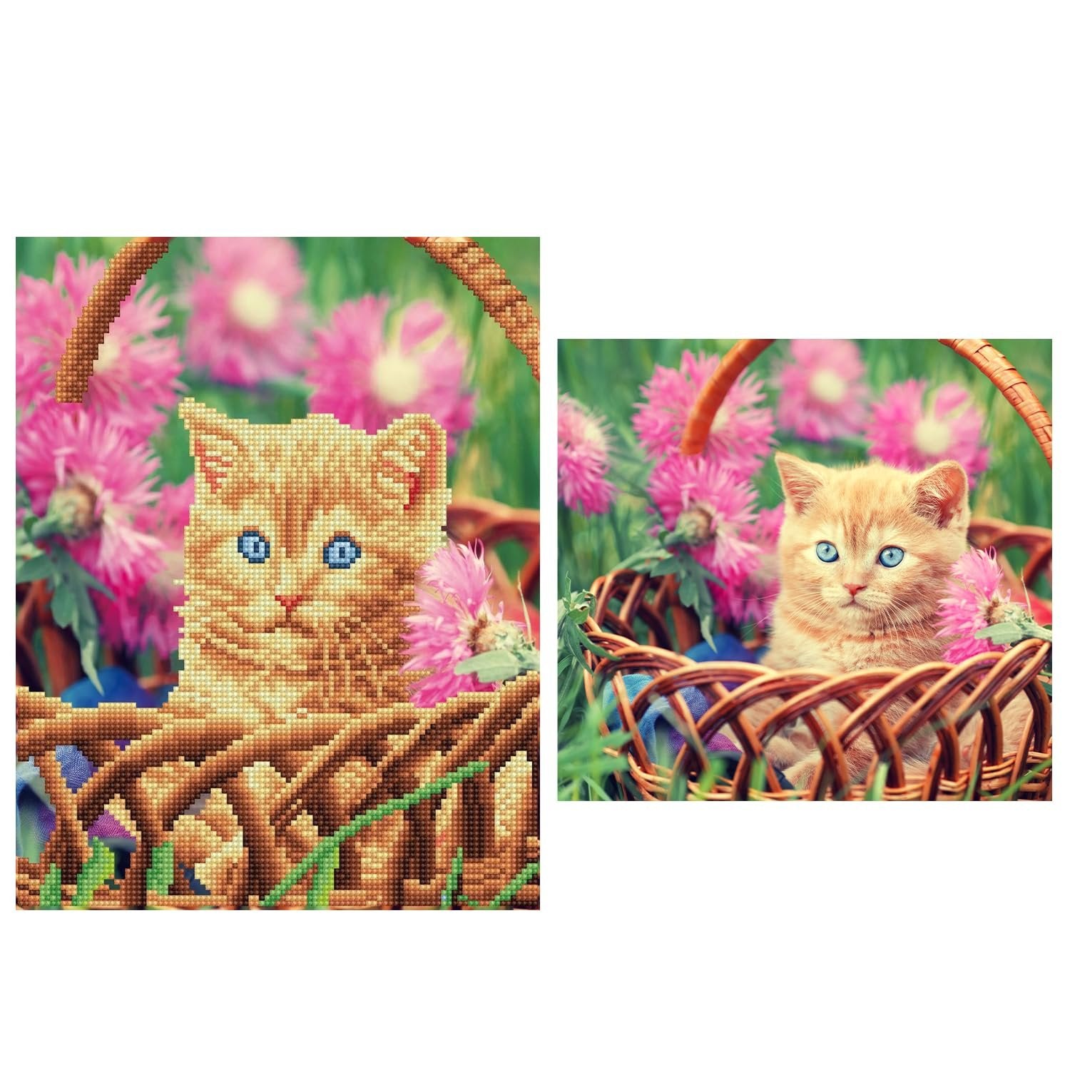 Diamond Art By Leisure Arts Kitten Basket, 11"X14", Intermediate Diamond Painting Kits For Adults, Art For Adults, Kit, Painting