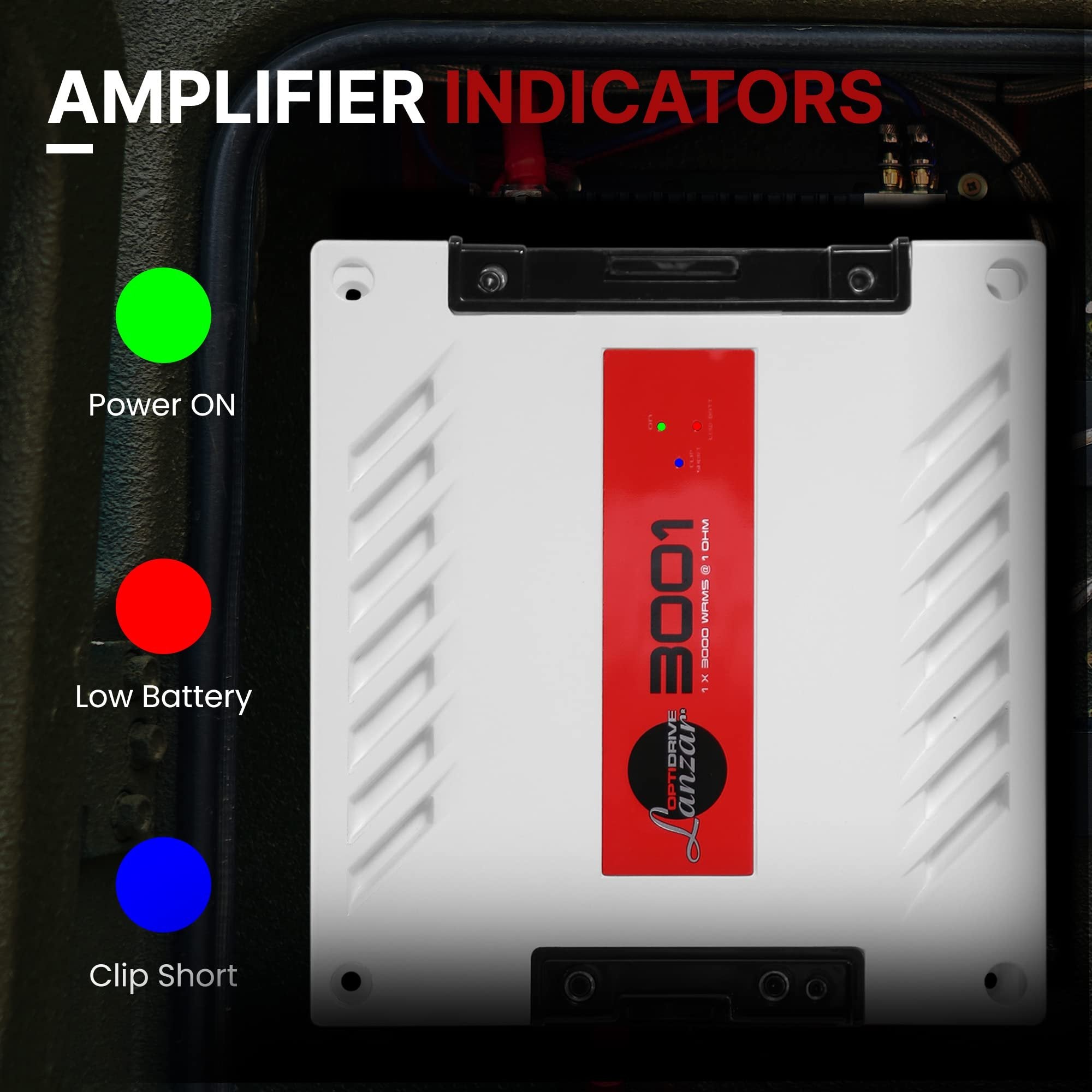 Jovial One Channel Car Audio Mono Amplifier, 3900 Watt Max @ 1 Ohm High-Powered Mono Car Amplifier with Subsonic Filter and Low Pass Filter, Cooling Fans, White