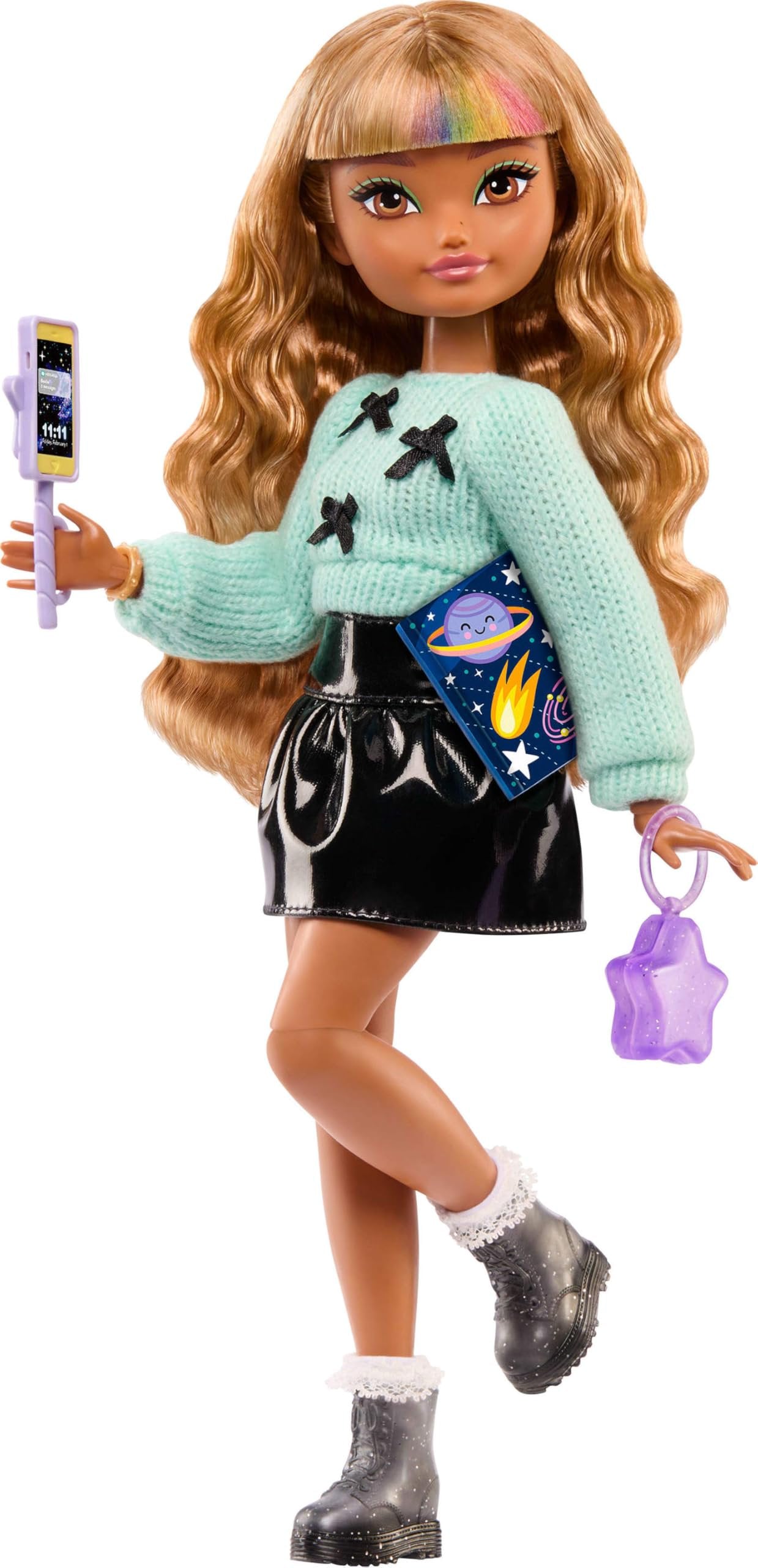 Barbie Dream Besties Doll and Accessories, Zia Posable Fashion Doll with Removable Fashions & Wavy Brown Hair, 7 Hair & Moon Themed Pieces