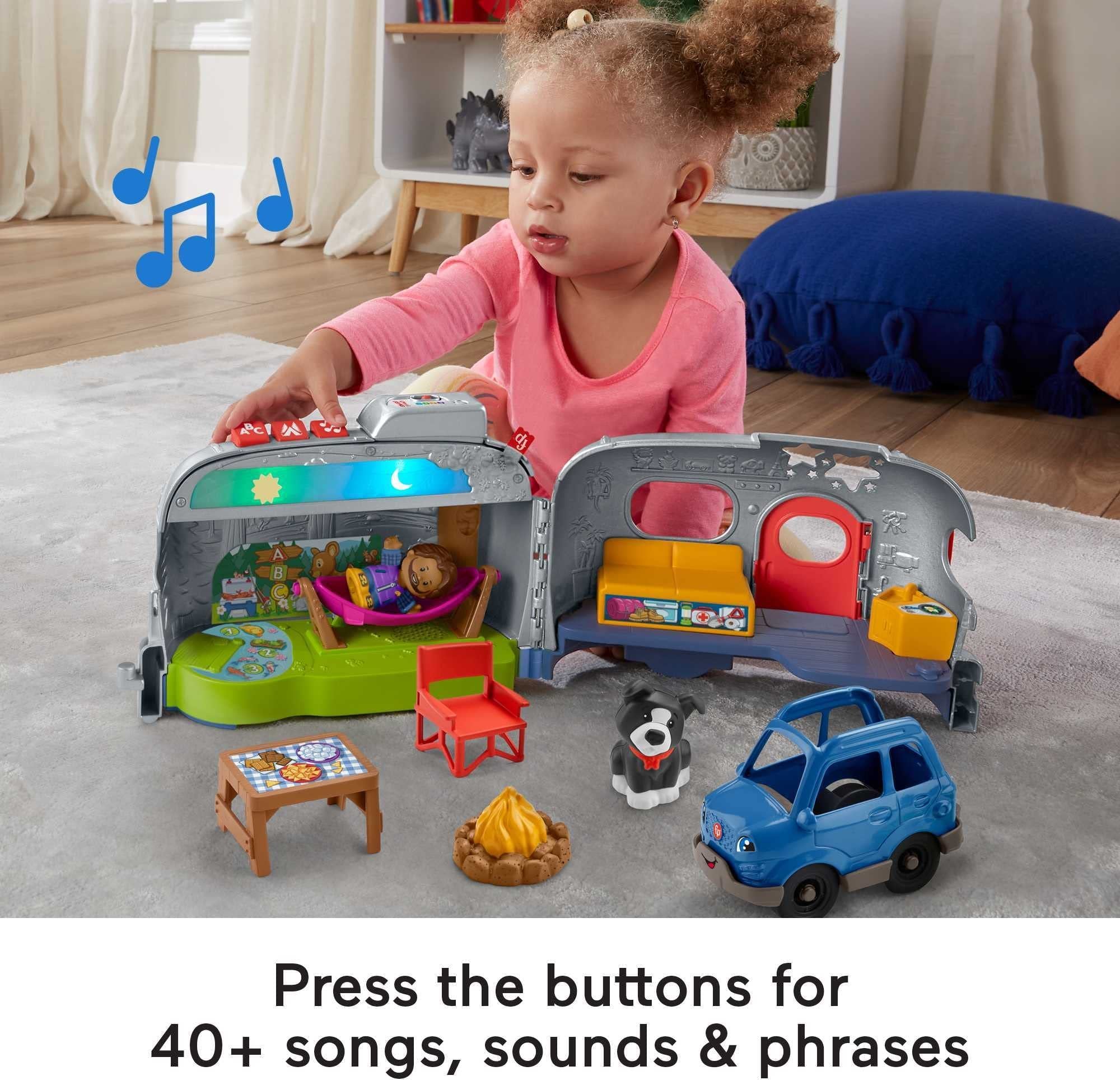 Fisher-Price Little People Toddler Toy Light-Up Learning Camper Playset with Smart Stages, Figures & Accessories for Pretend Play Ages 1+ Years