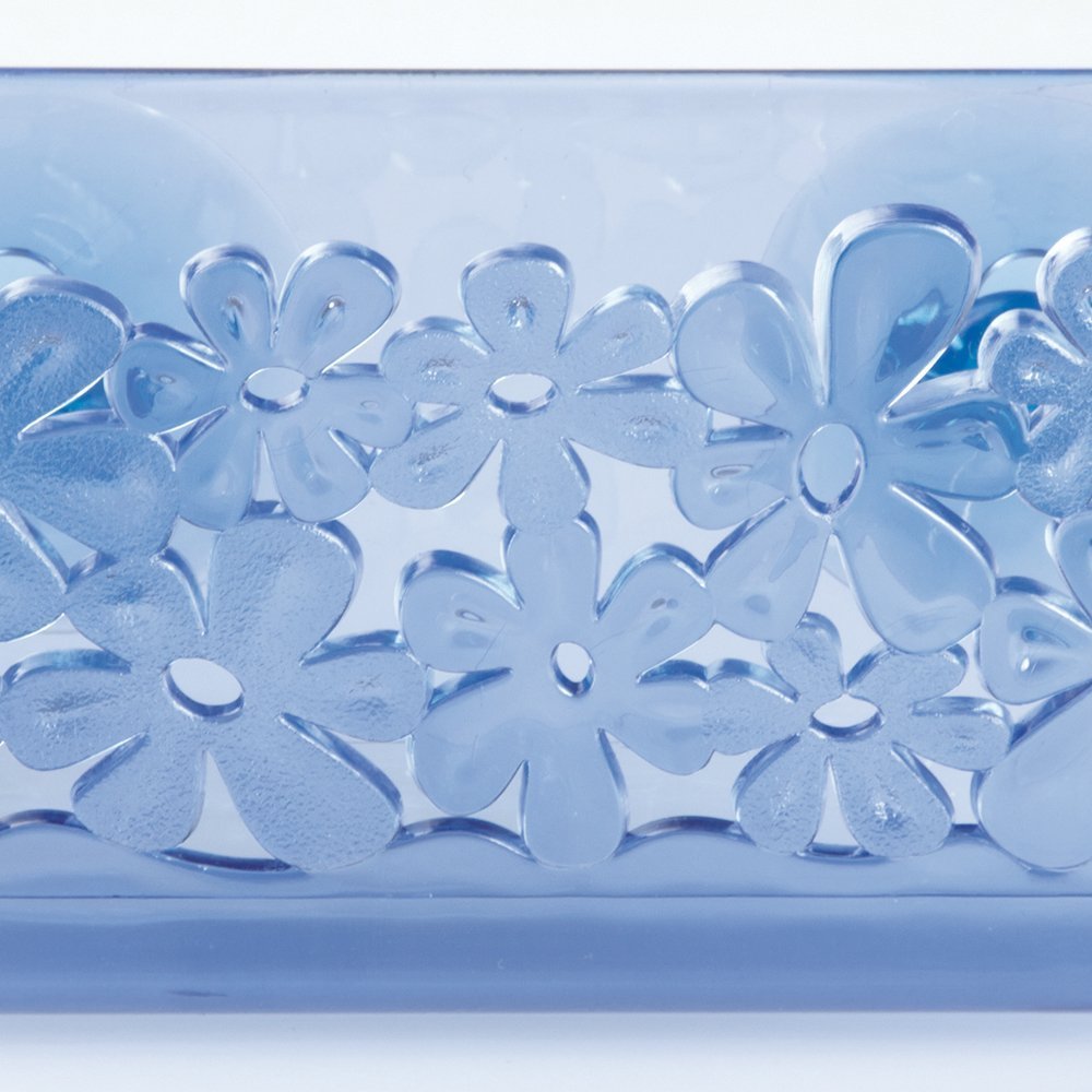 InterDesign Blumz Kitchen Sink Suction Holder for Sponges, Scrubbers, Soap - Blue