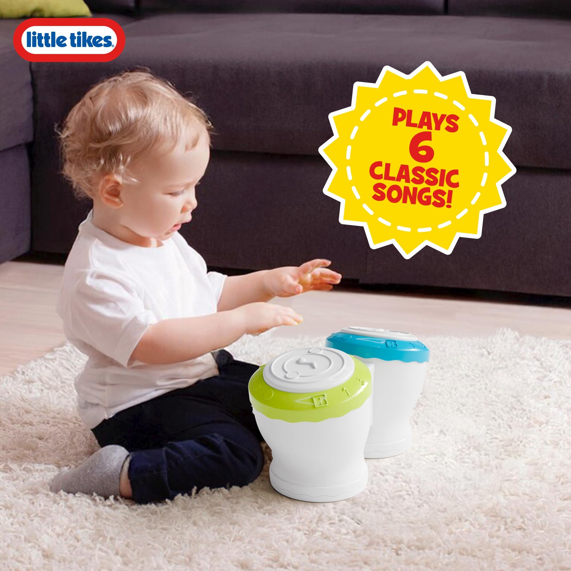 Lollipop Bop N’ Bongo Drums Electronic Drum Set for Toddlers 12+ Months, Learning Toys for 1 Year Old Boys and Girls, Toddler Toys 1-2, Baby Toys 12-18 Months, Drum Pad
