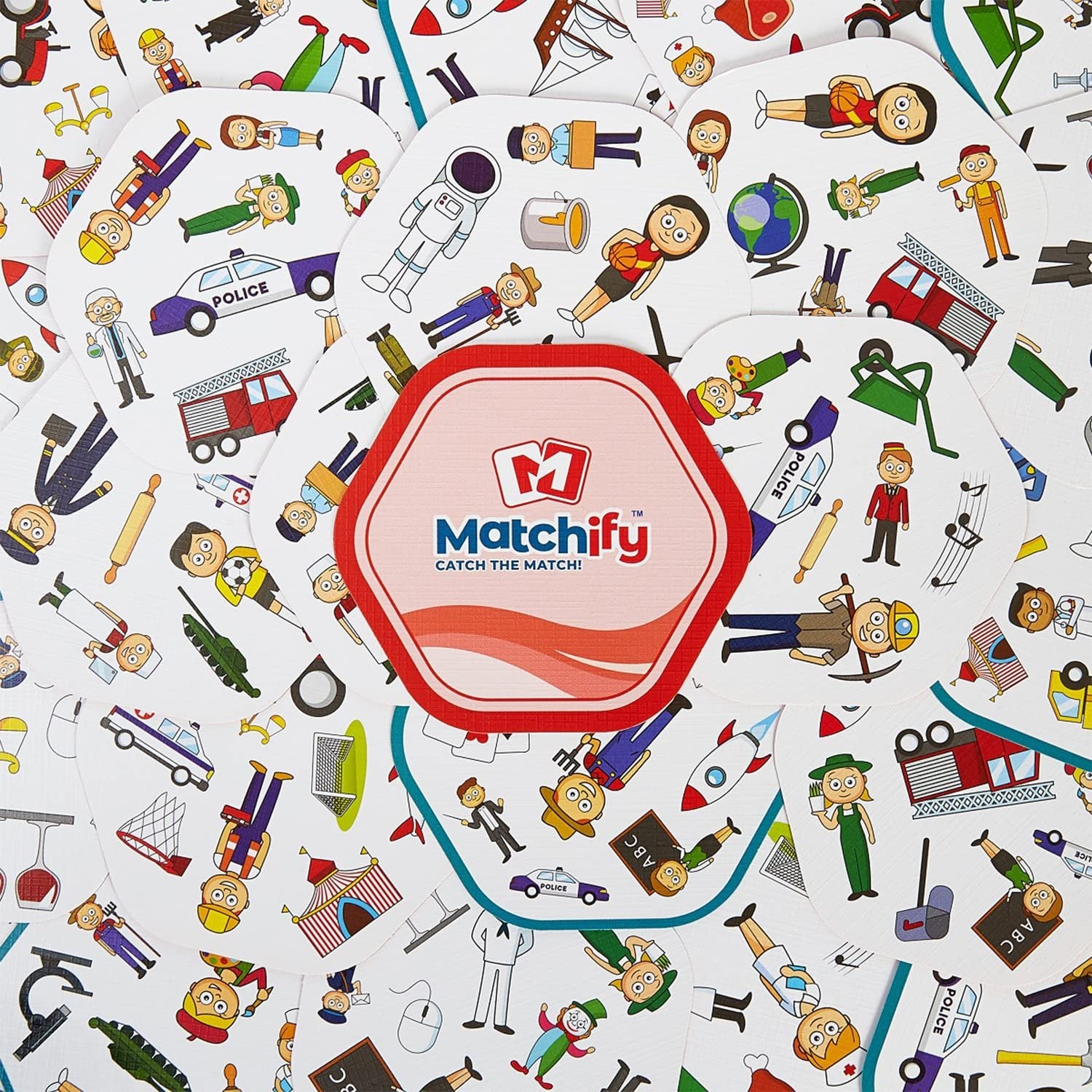 Matchify Card Game: Professions | The Seriously Fun Challenge for Families Kids and Friends Travel Party Card Game - Catch The Match, Spot it, and Shout It Out – Match Crewmates – Learning Game