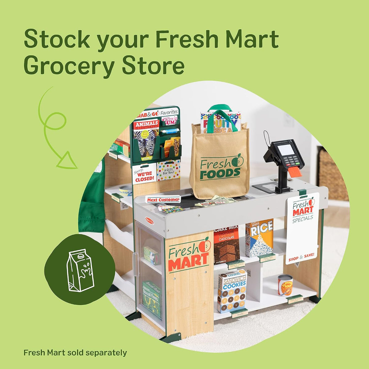 Melissa & Doug Fresh Mart Grocery Store Companion Pretend Play Food Set