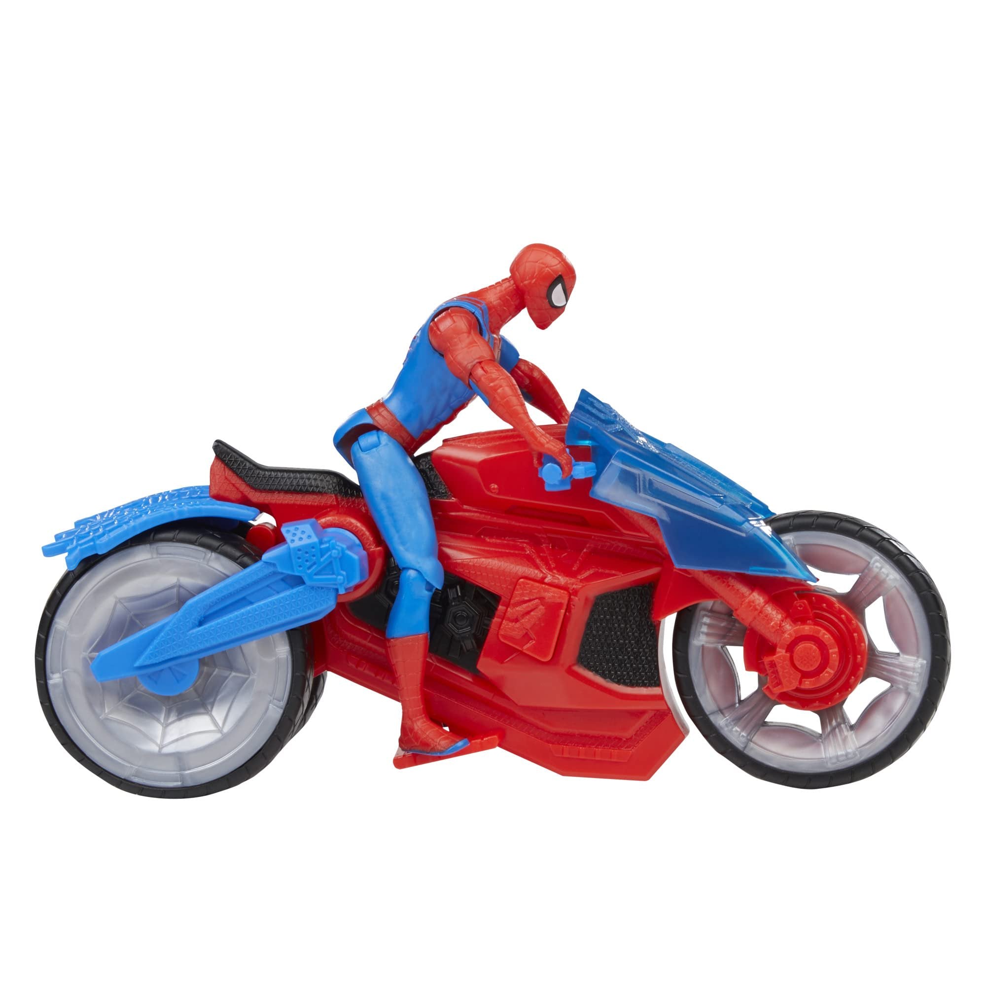 Marvel Spider-Man Web Blast Cycle, 4-Inch Action Figure with Vehicle and 2 Web Projectiles, Kids Playset for Ages 4 and Up
