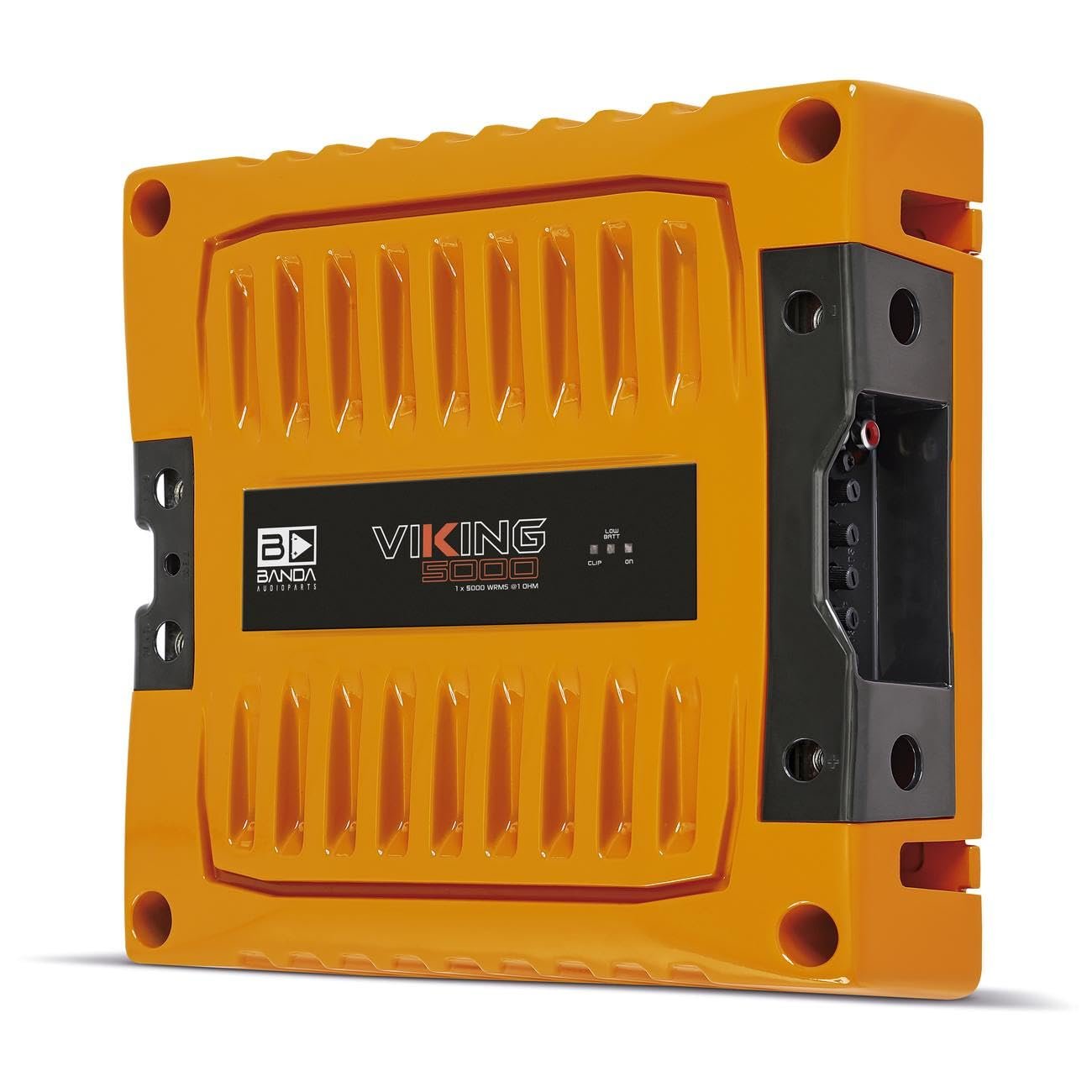 BANDA 1-Channel Vehicle Audio Bass Amplifier - High-Powered Mono Bass Amplifier w/Subsonic Filter and Low Pass Filter Stable at 2 ohm, LED Indicators, Sound Specialization, Orange - VIKING5000.2ORAN