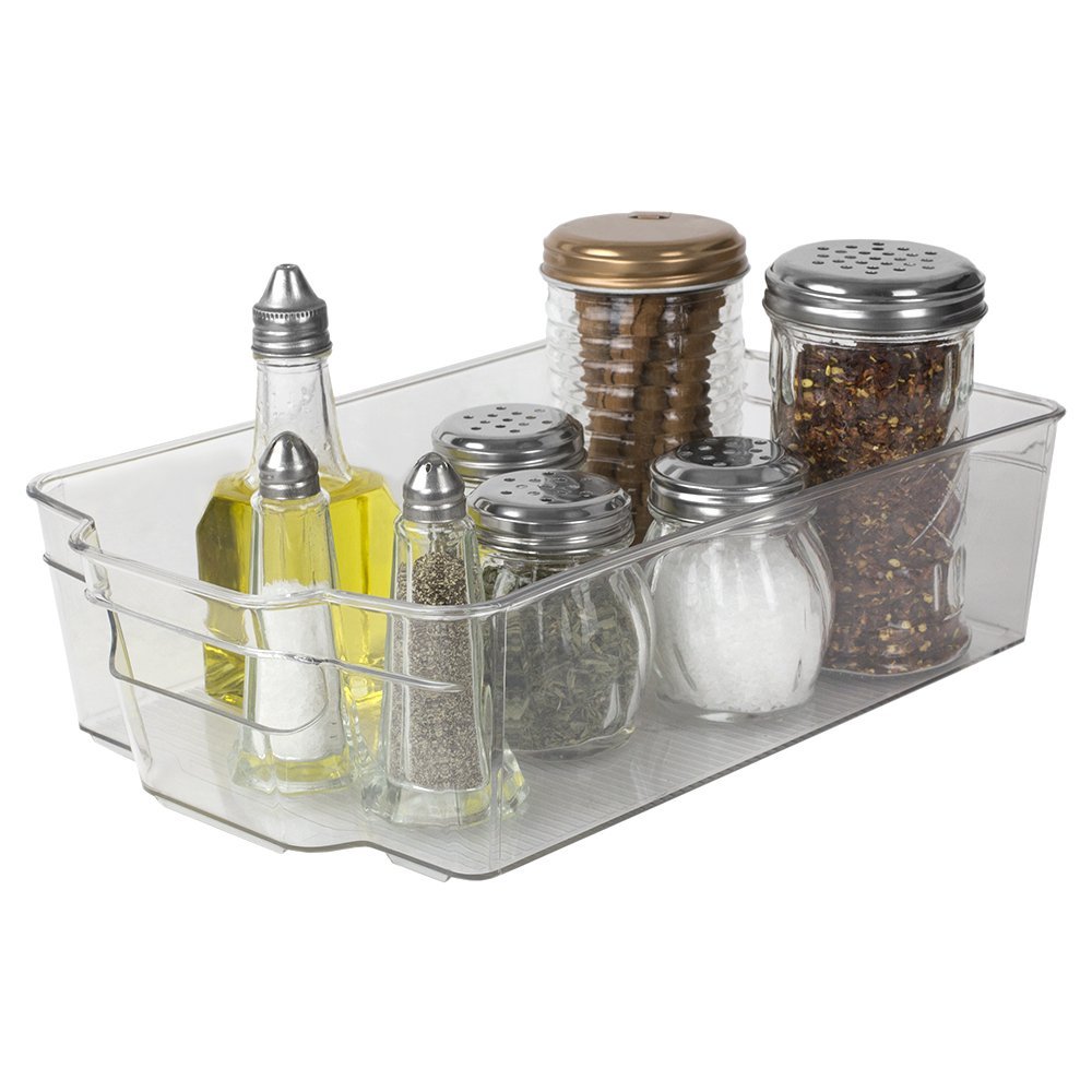 Home Basics Clear Plastic Storage Fridge Bin with Handles (Large)