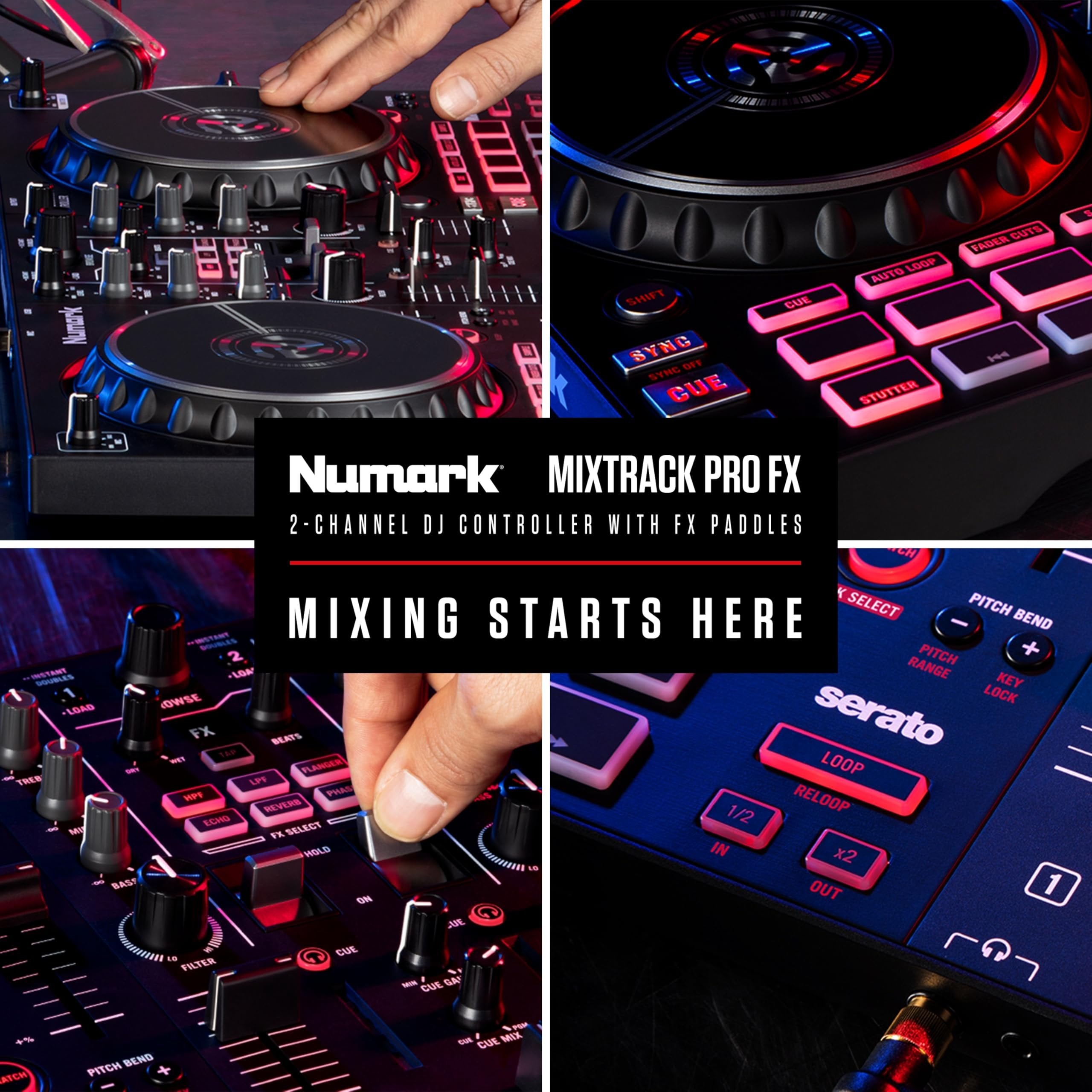 Numark Mixtrack Pro FX Serato DJ Controller with 2 Decks, Mixer, (Effects Paddles and Audio Interface)