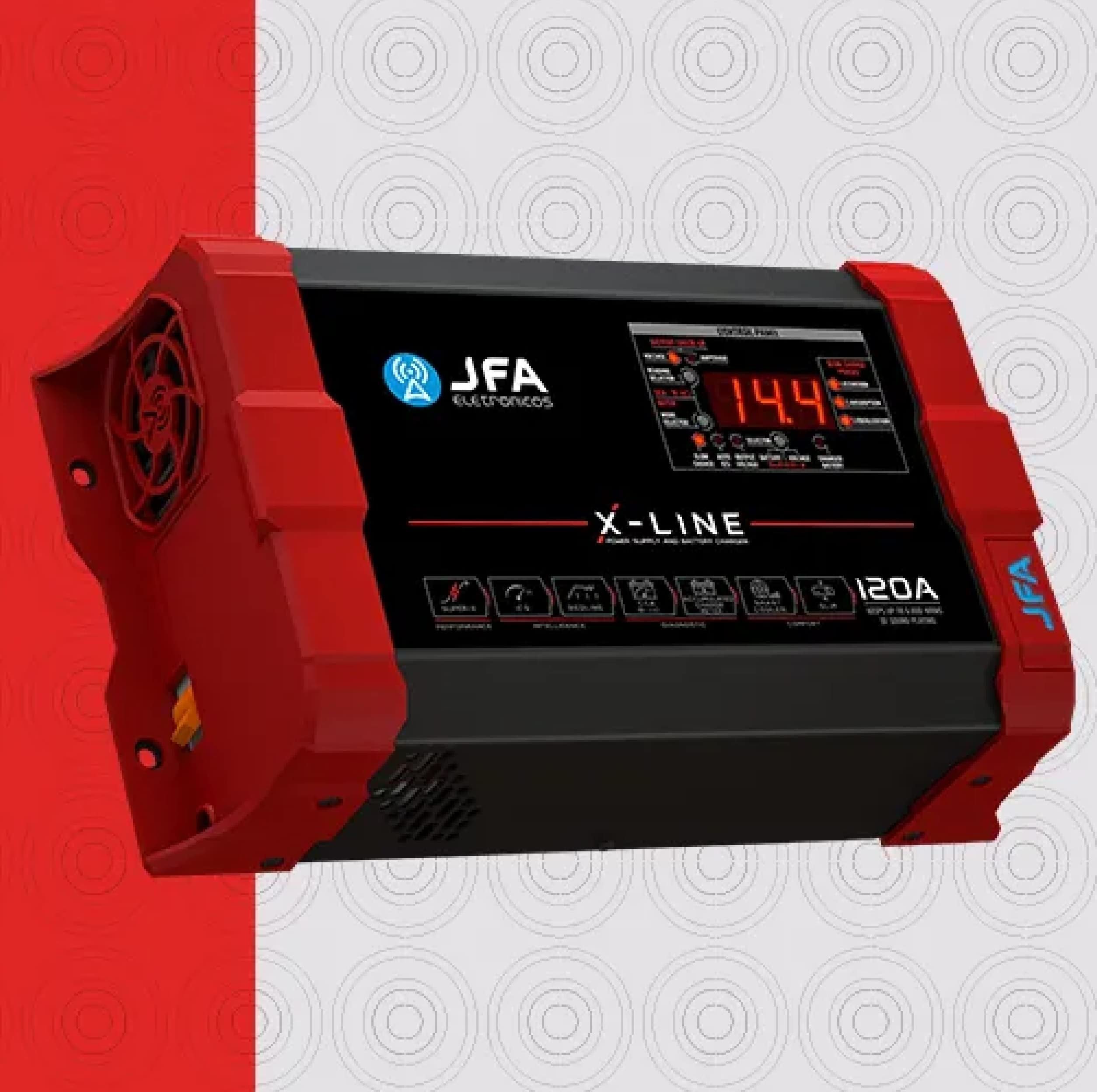 120A X-Line Power Supply and Charger Intelligent Ventilation System with Dynamic PWM Control Compact Design