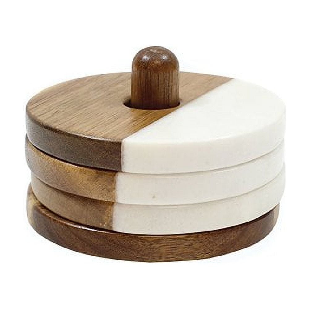Tablecraft Elements 4 Piece Marble/Acacia Coaster