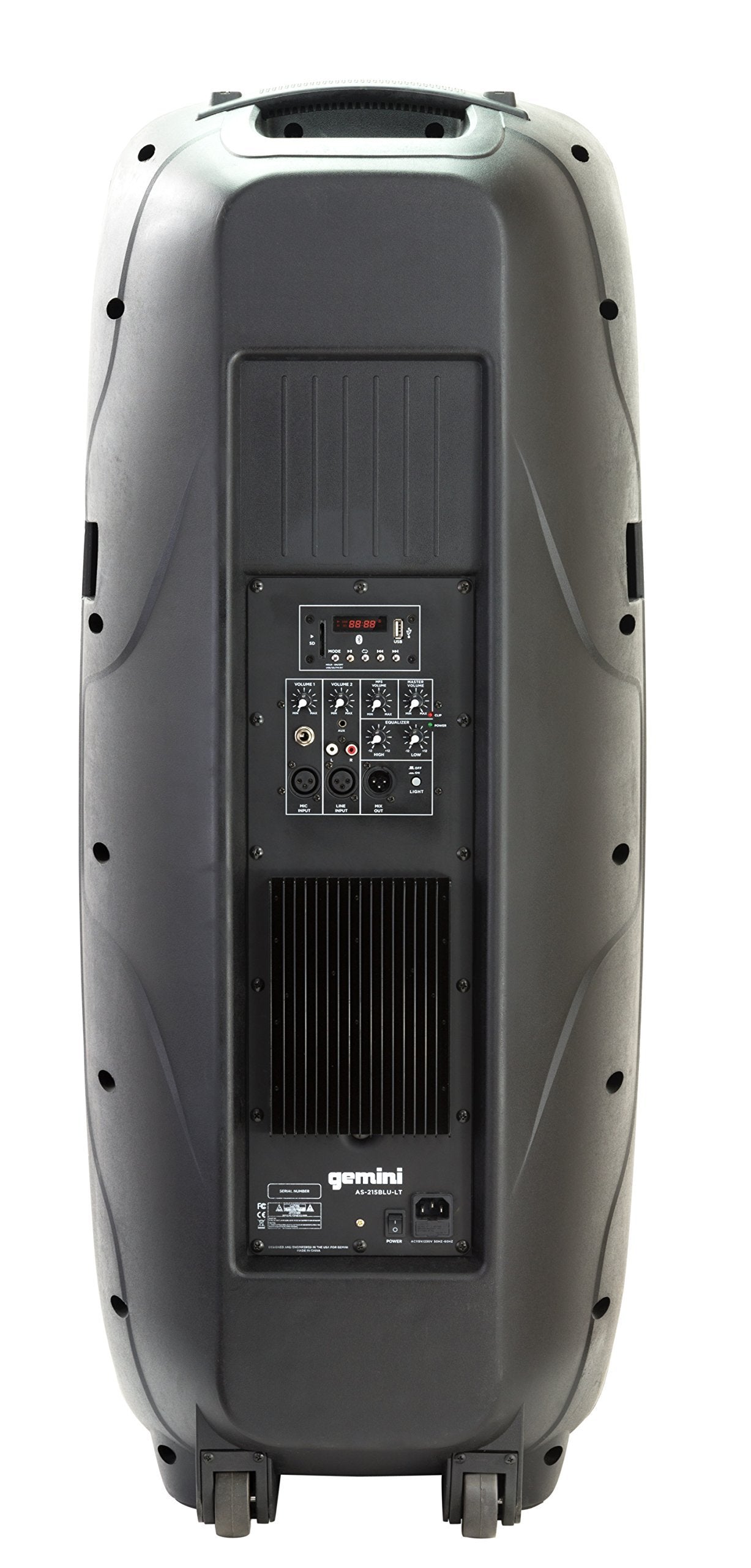 Gemini AS Series Professional Audio Dual 15-inch Portable Active PA Loudspeakers with Bluetooth Compatibility, Mic & Line XLR, 1/4", 1/8", RCA inputs