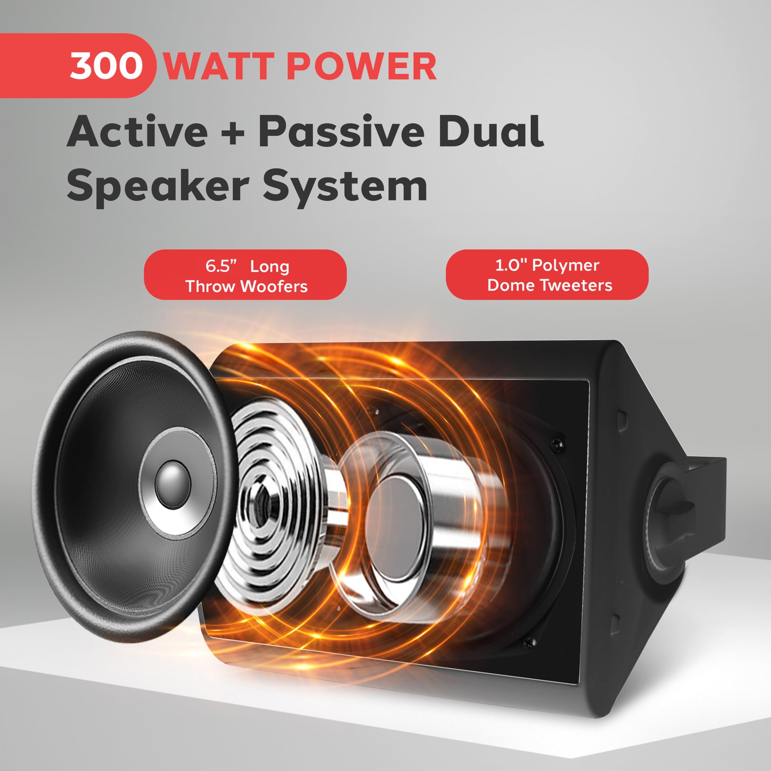 Pyle 6.5-Inch Wall Mount Waterproof Bluetooth Speaker System – Indoor/Outdoor Audio Pair with Built-in Digital Amplifier, Weather-Resistant Housing, High-Power Sound, Easy Installation (Black)