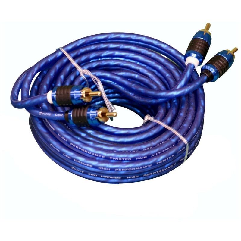 DEEJAY LED TBHRCA12MAJIMBE 12-feet RCA Cable Male to Male Stereo Audio Cable Audiophile Grade Twisted Pair Construction Metal Shielded