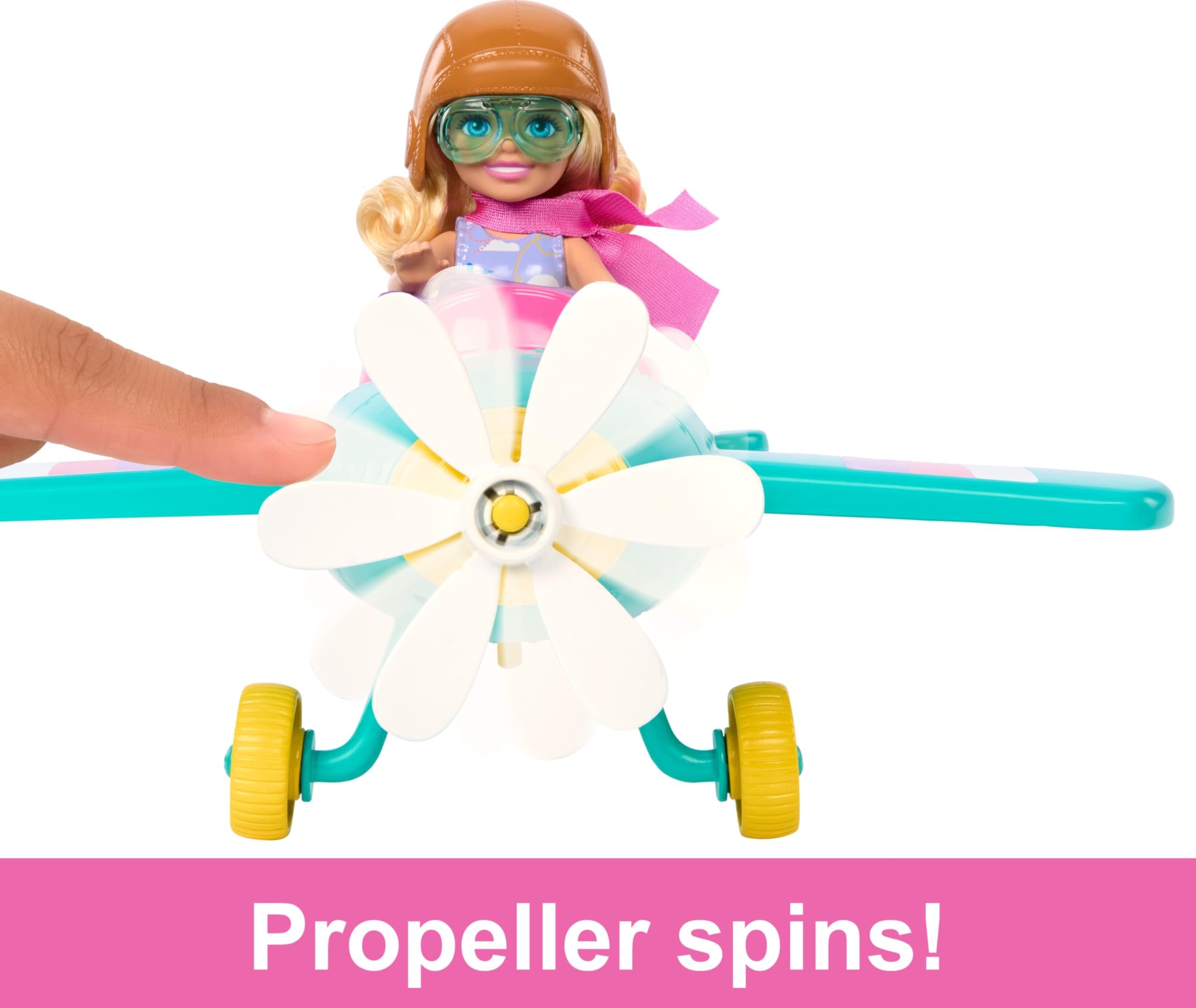 Barbie Chelsea Can Be Doll & Plane Playset, 2-Seater Aircraft with Spinning Daisy Propellor & 7 Accessories, Includes Pet Puppy & Stickers