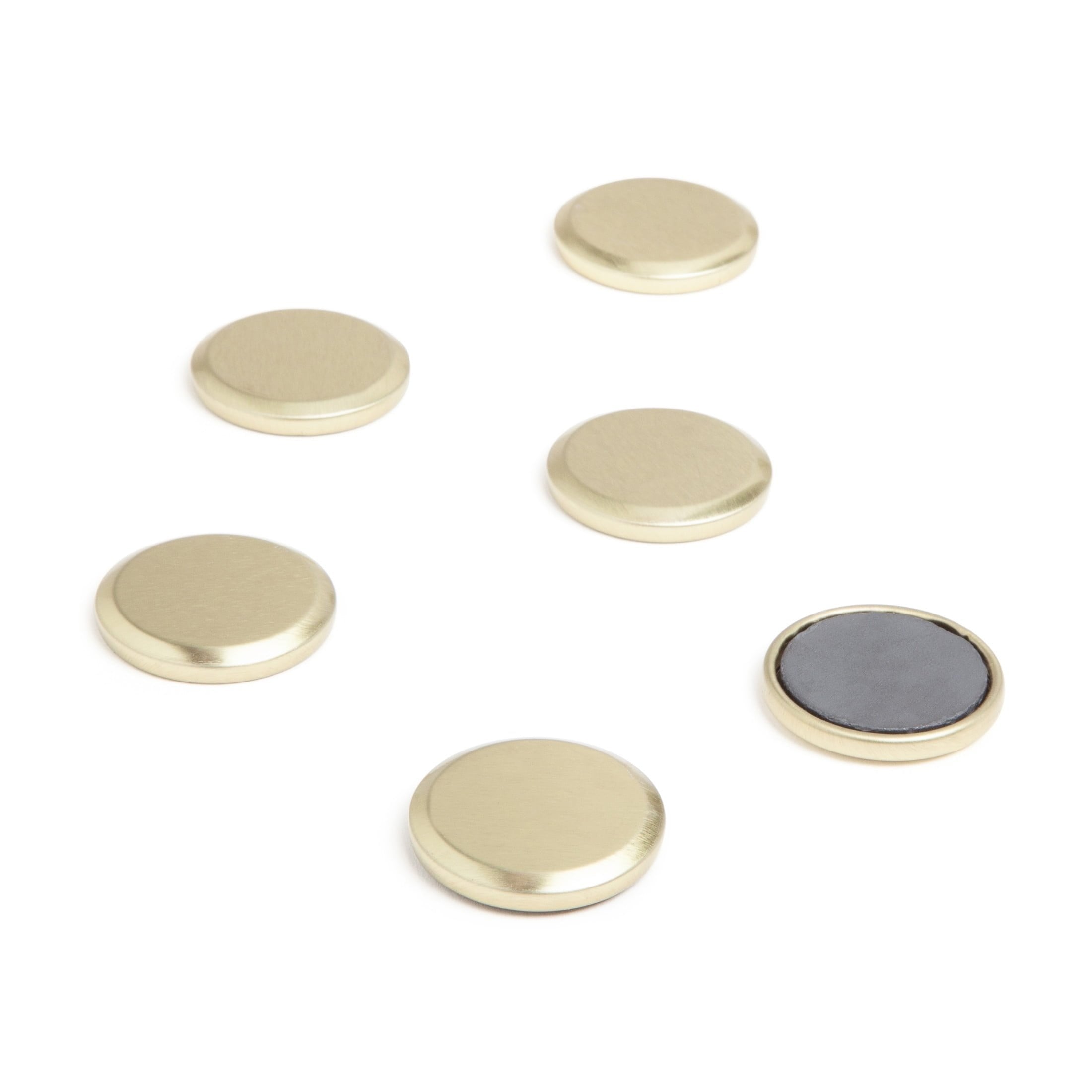 U Brands Round Metal Magnets, Set of 6, Gold Metal