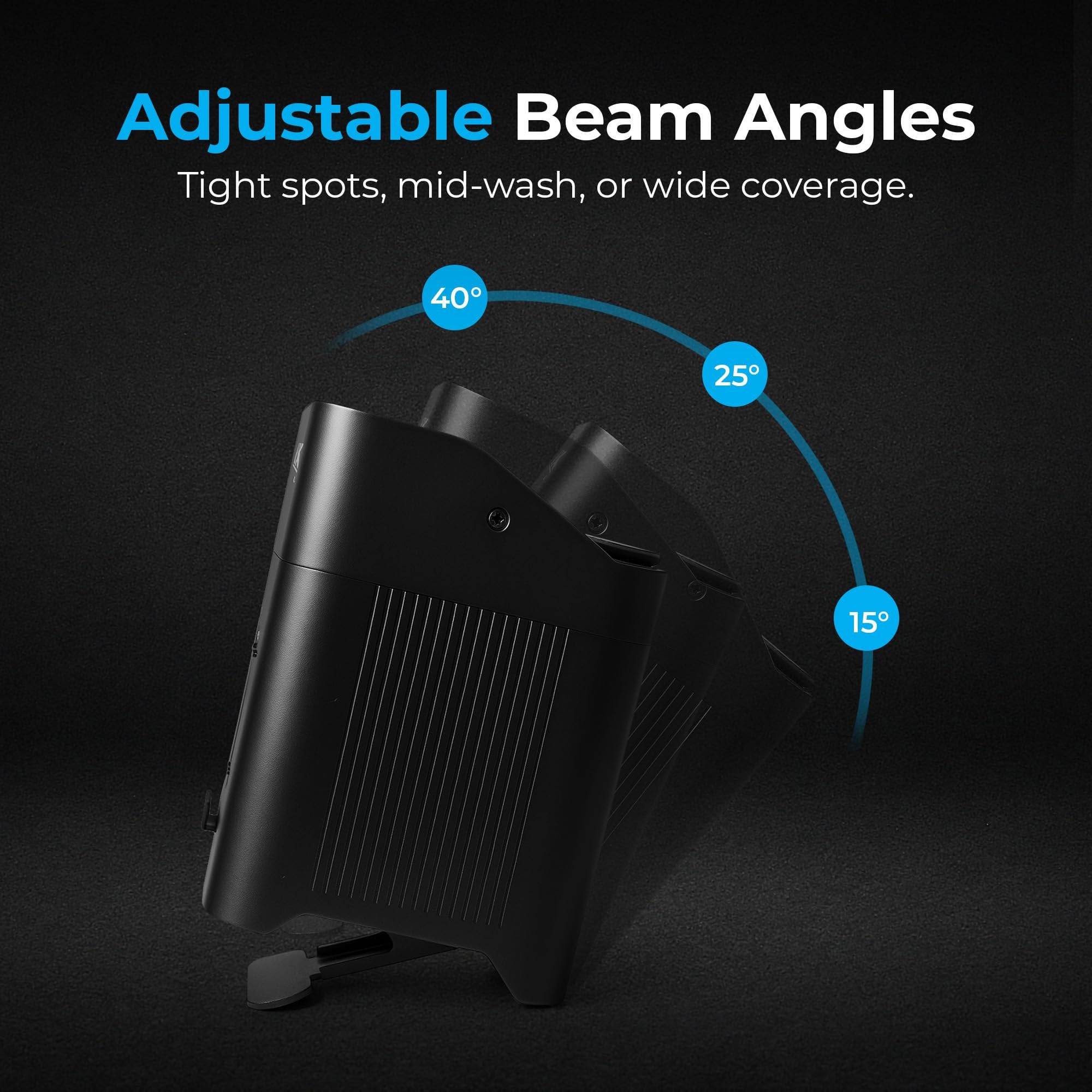 ANTAKIPRO Portable 6X6 Dynamic Stage Lighting – Wireless Battery LED Par Lights, DJ Lighting, Party Lights with 6x18W RGBWAUV, DMX512, Remote, 15°-40° Lens, 15h Runtime (Black)