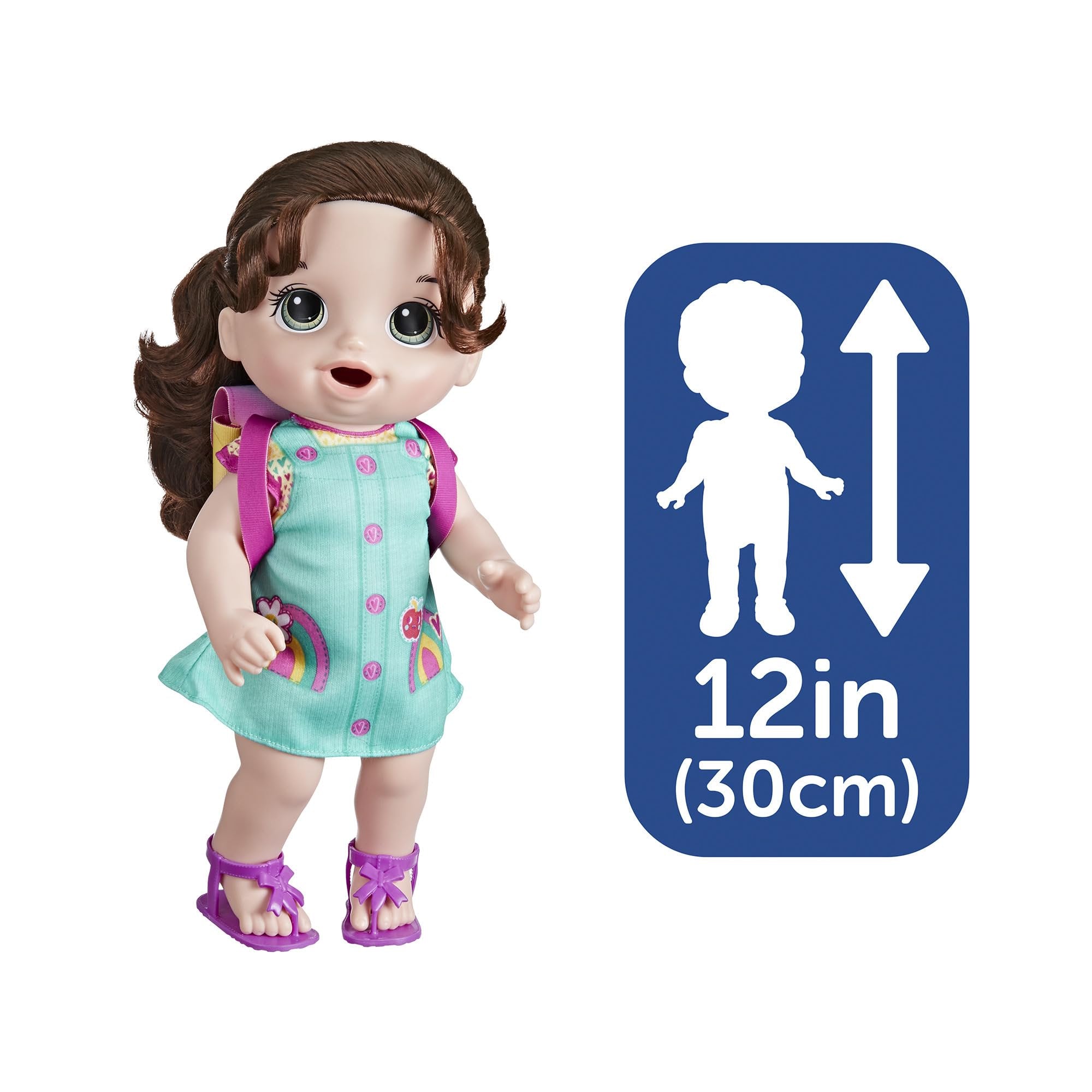 Baby Alive Time for School Baby Doll Set, 12 Inch, Back to School Toys for Girls & Boys, Brown Hair, Preschool Gifts for Kids, Ages 3+ (Amazon Exclusive)