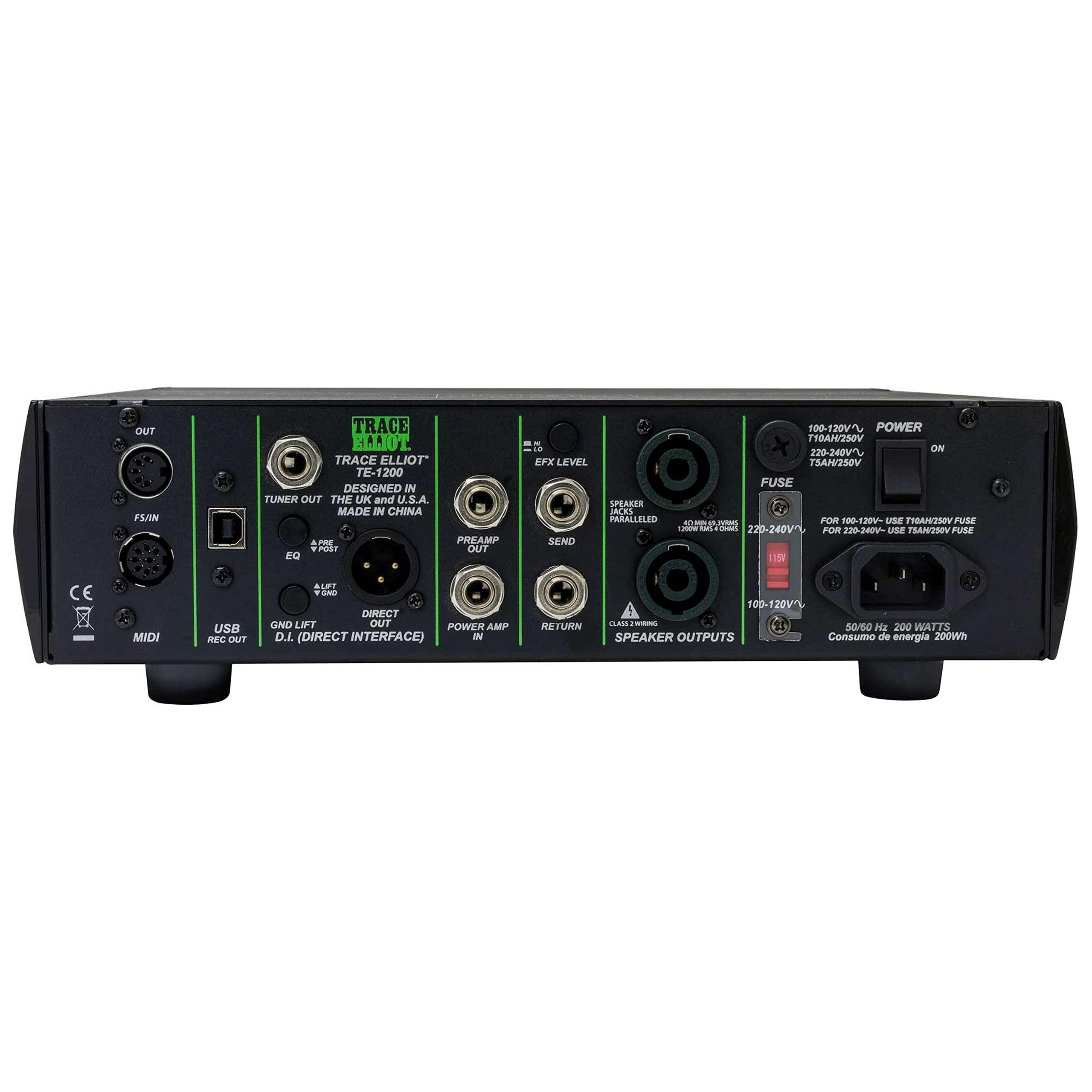 PEAVEY 03618570 Trace Elliot TE-1200 Bass Amplifier Head Portable Compact Amplifiers 1200-Watt RMS, 4 Band EQ PRO Amplification - TE1200