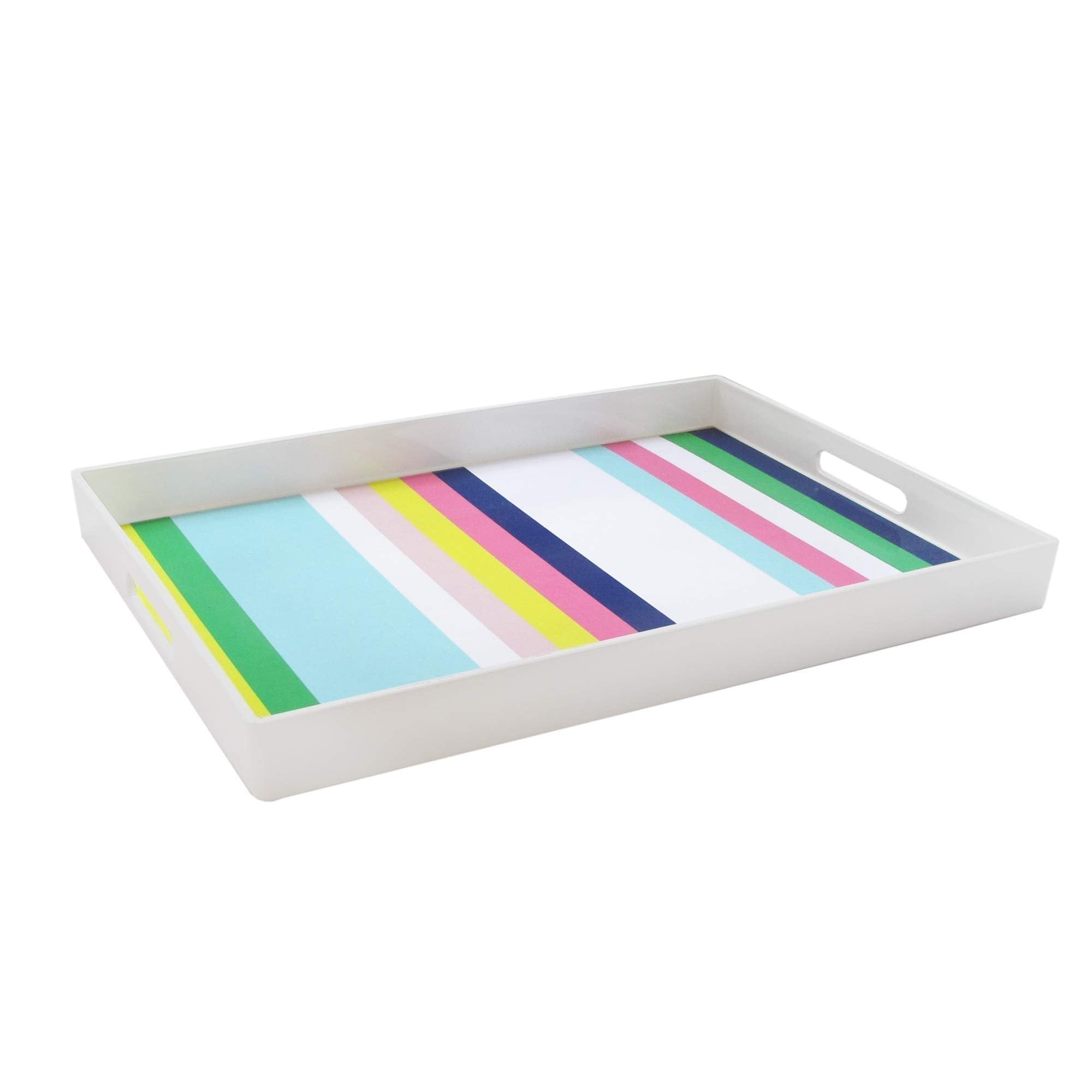 Trina Turk Rectangle Serving Tray-Indoor & Outdoor Platter for Home Entertaining, Cocktail Hour, Snacks, Decor Display for Jewelry, Candles, Barware, & Perfume, 14"x19", Stripes