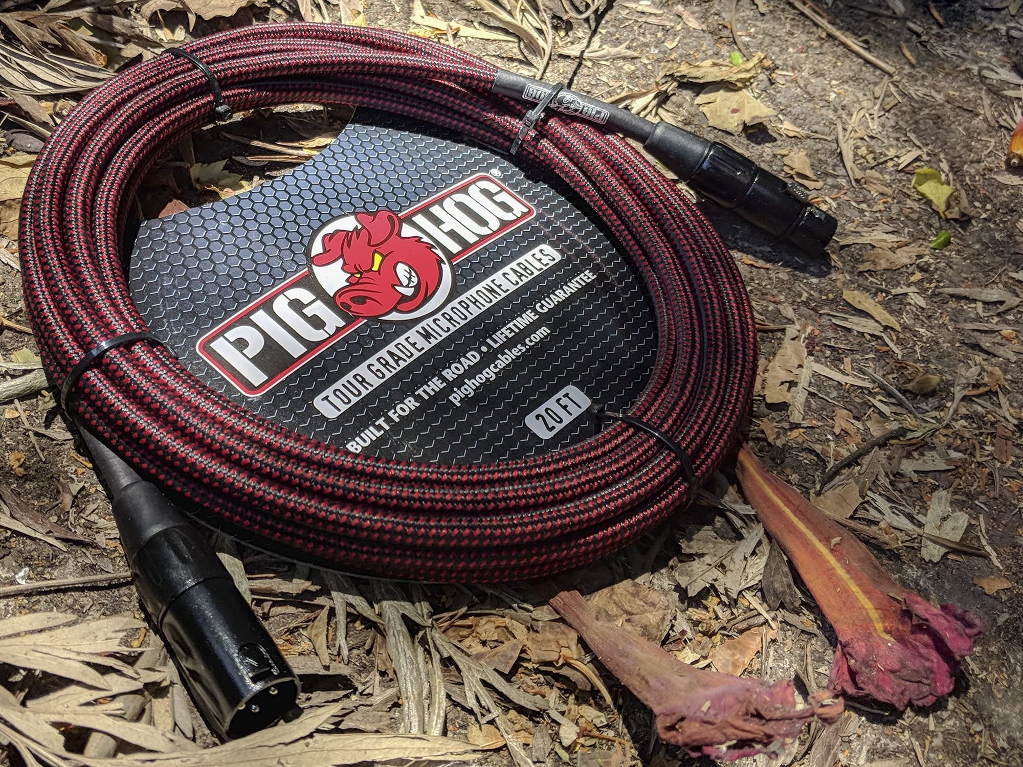 Pig Hog PHM20BRD Black/Red Woven High Performance XLR Microphone Cable, 20 Feet