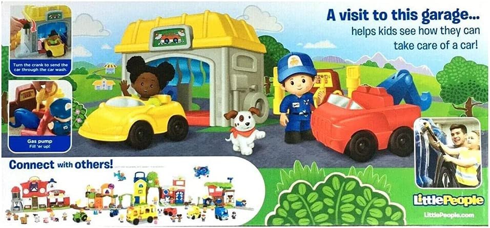 Fisher-Price Little People Road Trip Ready Garage - FWB90 ~ Includes Figures, Car wash, Tow Truck, Car, Traffic Light, and Gas Pump
