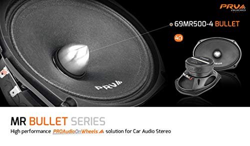 prv Audio 69MR5004BULLET 6X9 Professional Mid Range Bullet Loudspeaker 500 Watts 4 Ohms Impedance 2-Way or 3-Way Coaxial Speakers