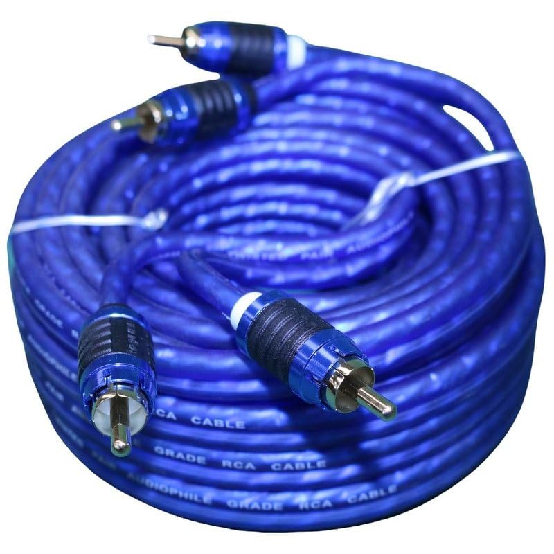 DEEJAY LED TBHRCA20MAJIMBE 20-feet Stereo RCA Cable Male to Male Audiophile Grade Shielded Audio Cable Twisted Pair Construction Metal Connectors