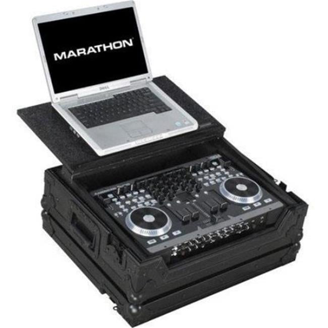 MA-VMS4LTBLK Flight Road Case Black Series To Hold 1 X American Audio Vms4 Music Controller Plus Laptop Shelf