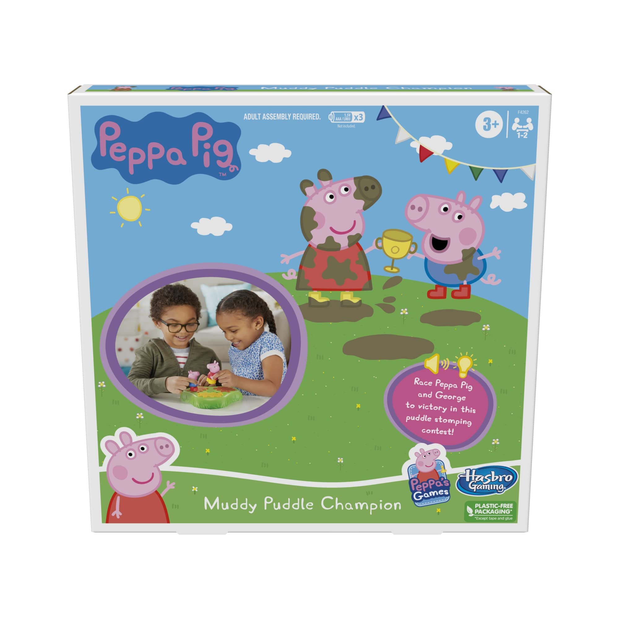 Hasbro Gaming Peppa Pig Muddy Puddle Champion Board Game for Kids Ages 3 and Up, Preschool Game for 1-2 Players