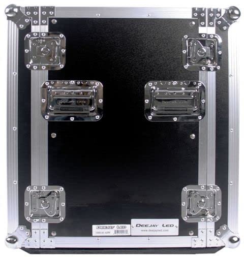 DEEJAY LED Durable Rack With Wheels 14u Dj Amplifier Case With 18-inch Standard Depth Electronics Equipment Safe Travel Case Designed For Tour Four Chrome Plated Spring Load Retract Handles TBH14UADW