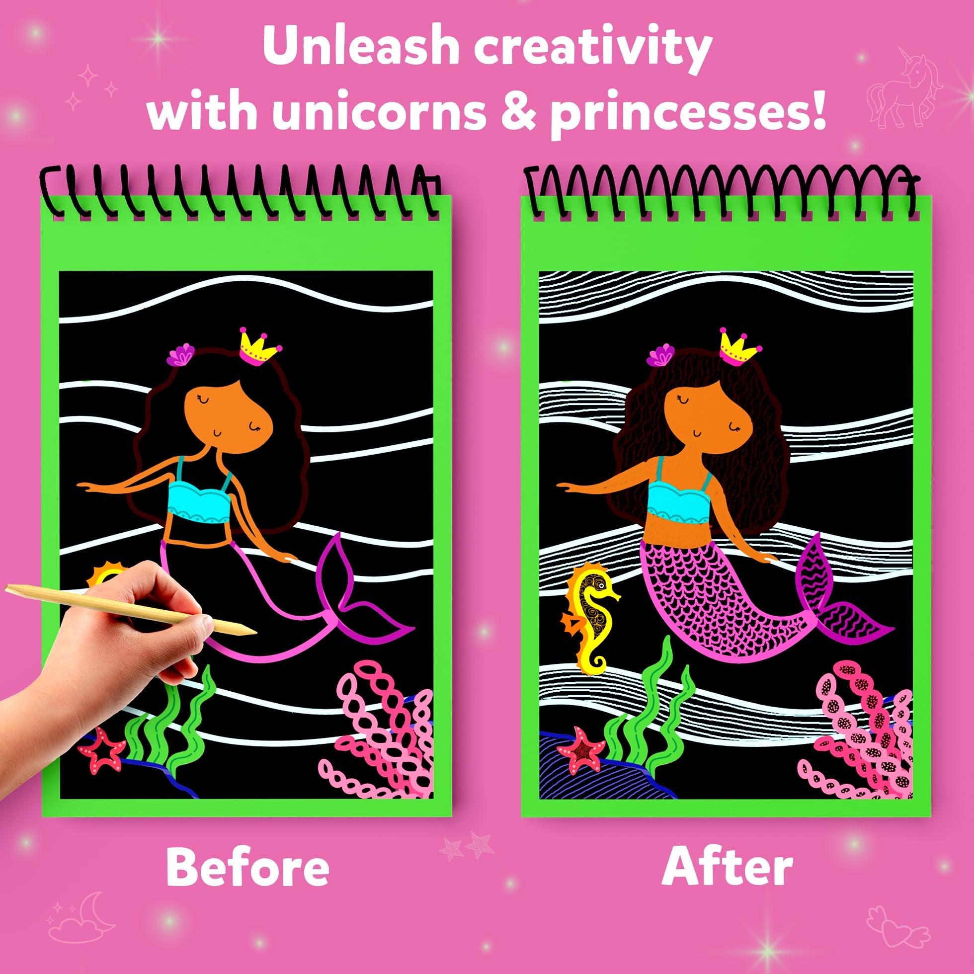 Skillmatics Party Favors (Pack of 15) - Magical Scratch Art Set for Kids, Unicorns & Princesses, Pink Goodie Bag, DIY Art & Craft Activity, Gifts for Girls, Boys Ages 3, 4, 5, 6, 7, 8