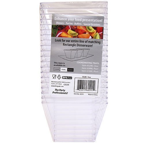 Lillian Tablesettings Plastic 8 oz | Clear Rectangles Servingware | Pack of 20 Party Bowls
