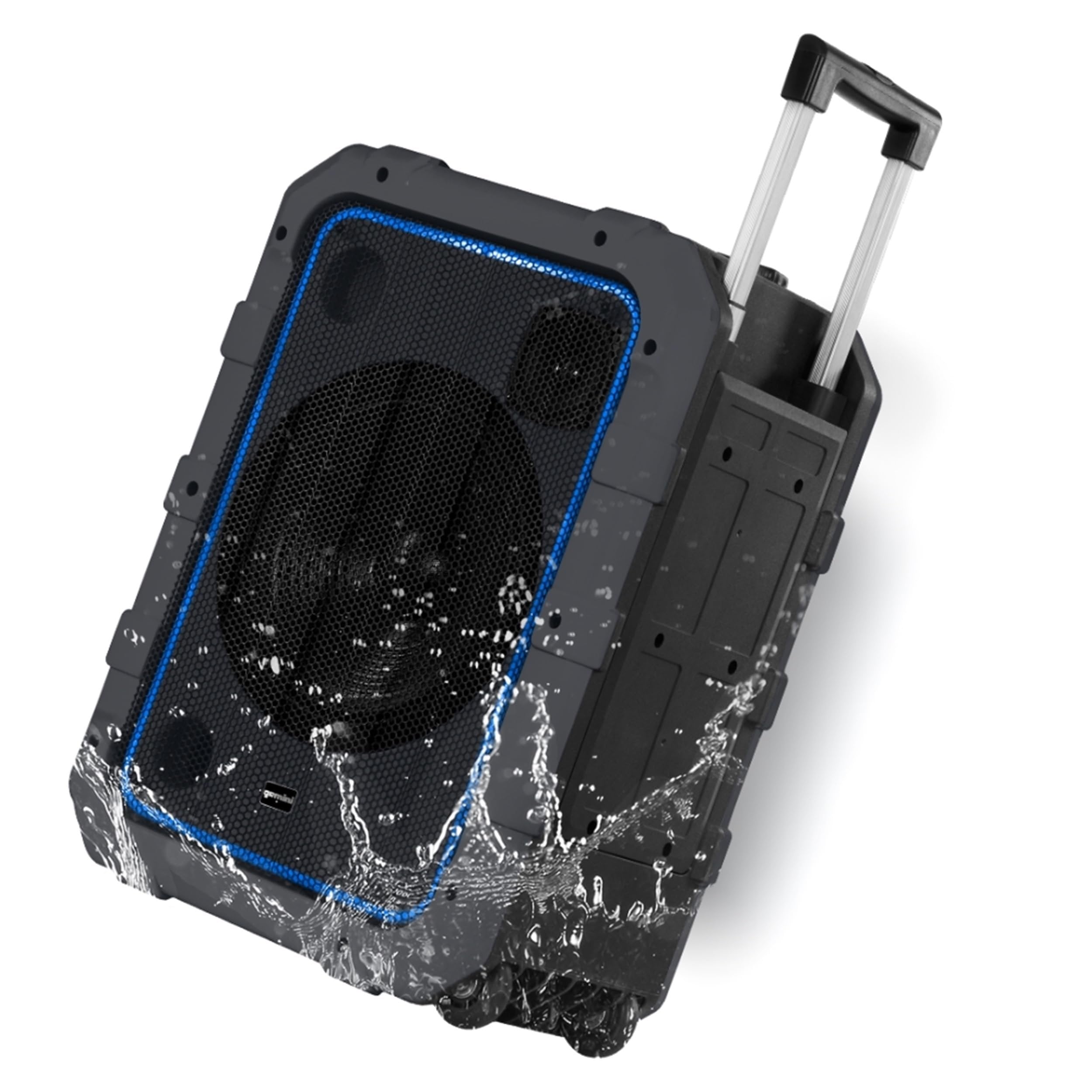 Gemini Sound MPA-2400 240 Watts Wireless IPX4 Waterproof Outdoor Portable Tailgate Party Bluetooth Speaker on Wheels with Big 24 Inch Woofer and Trolley Handle