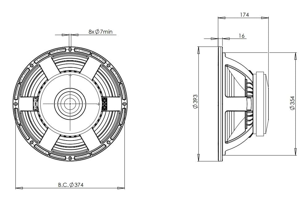 B&C Speakers 15PZB100 15-inch LF Drivers Subwoofer 4-inch Copper Voice Coil Woofer Cone TWP Waterproof Both Sides 700 Wrms 1400 Watt Peak Pro Audio Speaker 8 Ohm