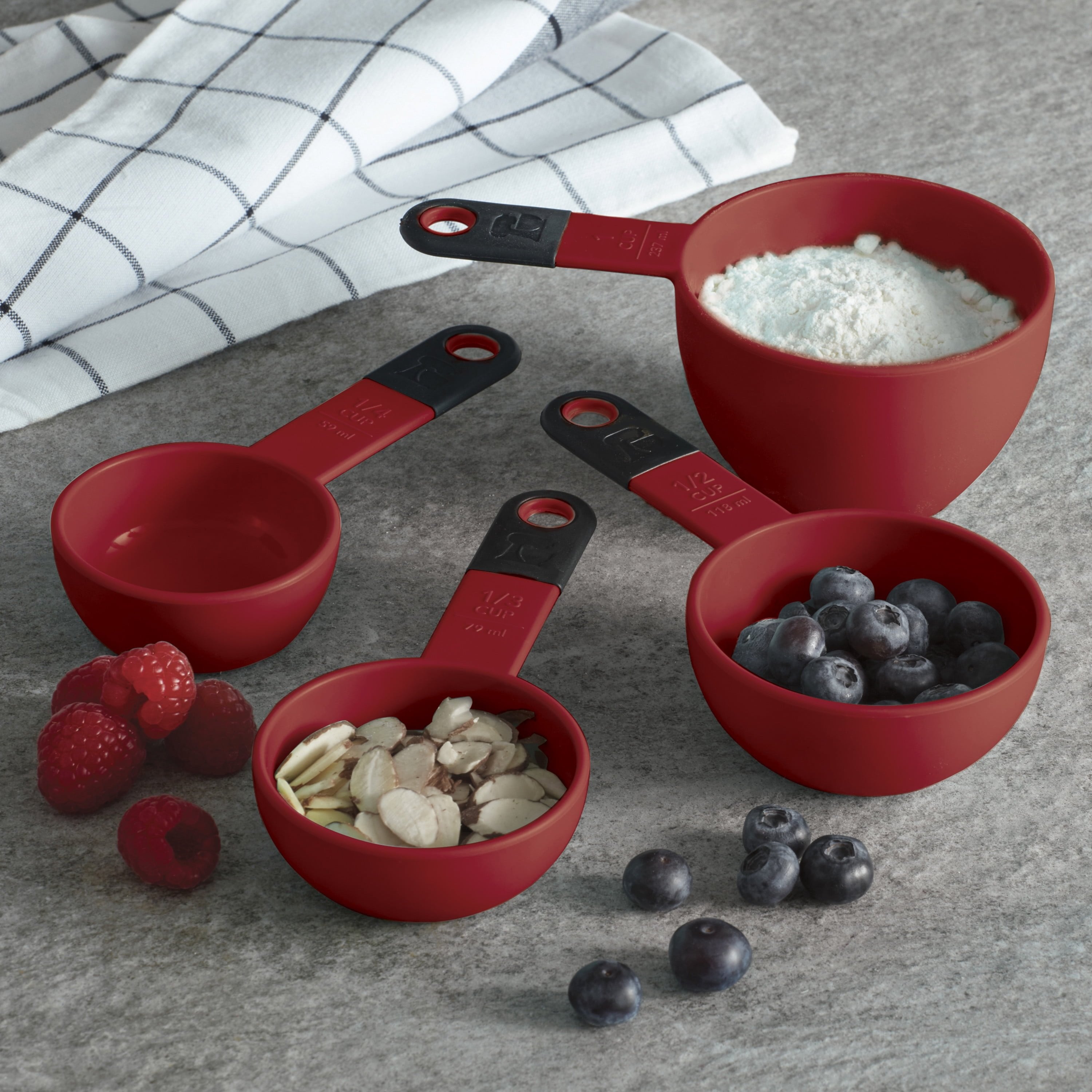 Kitchenaid Set of 4 Dishwasher Safe Plastic Measuring-cups in Red