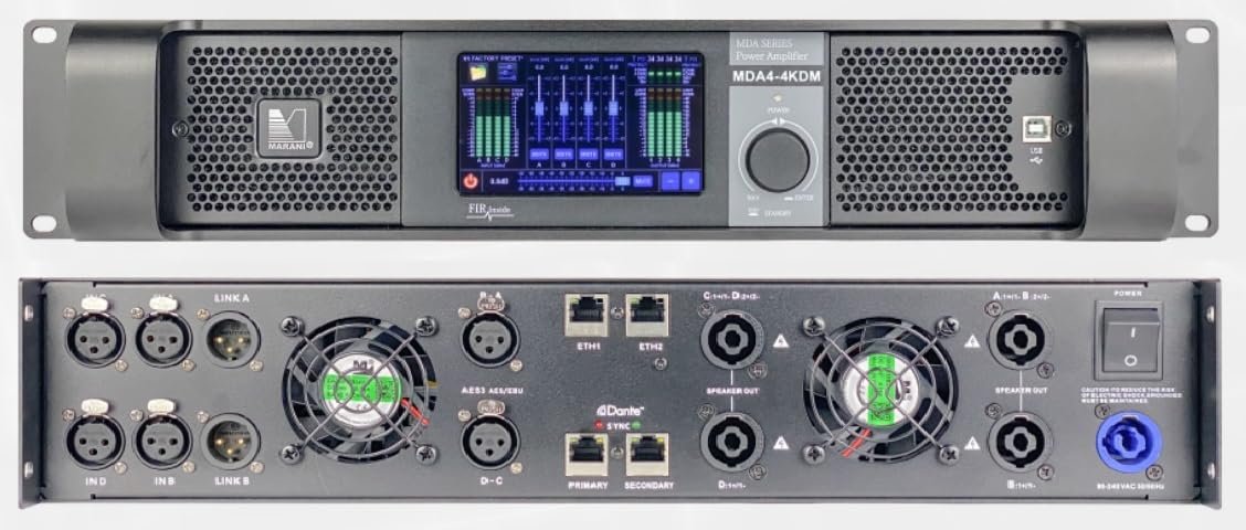 ANTAKIPRO MDA4-4KDM Amplifier 4 Channel Pro Audio Amp Integrate High-End Class D Amplification 2U 5000 Watts with Advanced DSP Processing Antakipro by Marani for The MDA-KDM Series